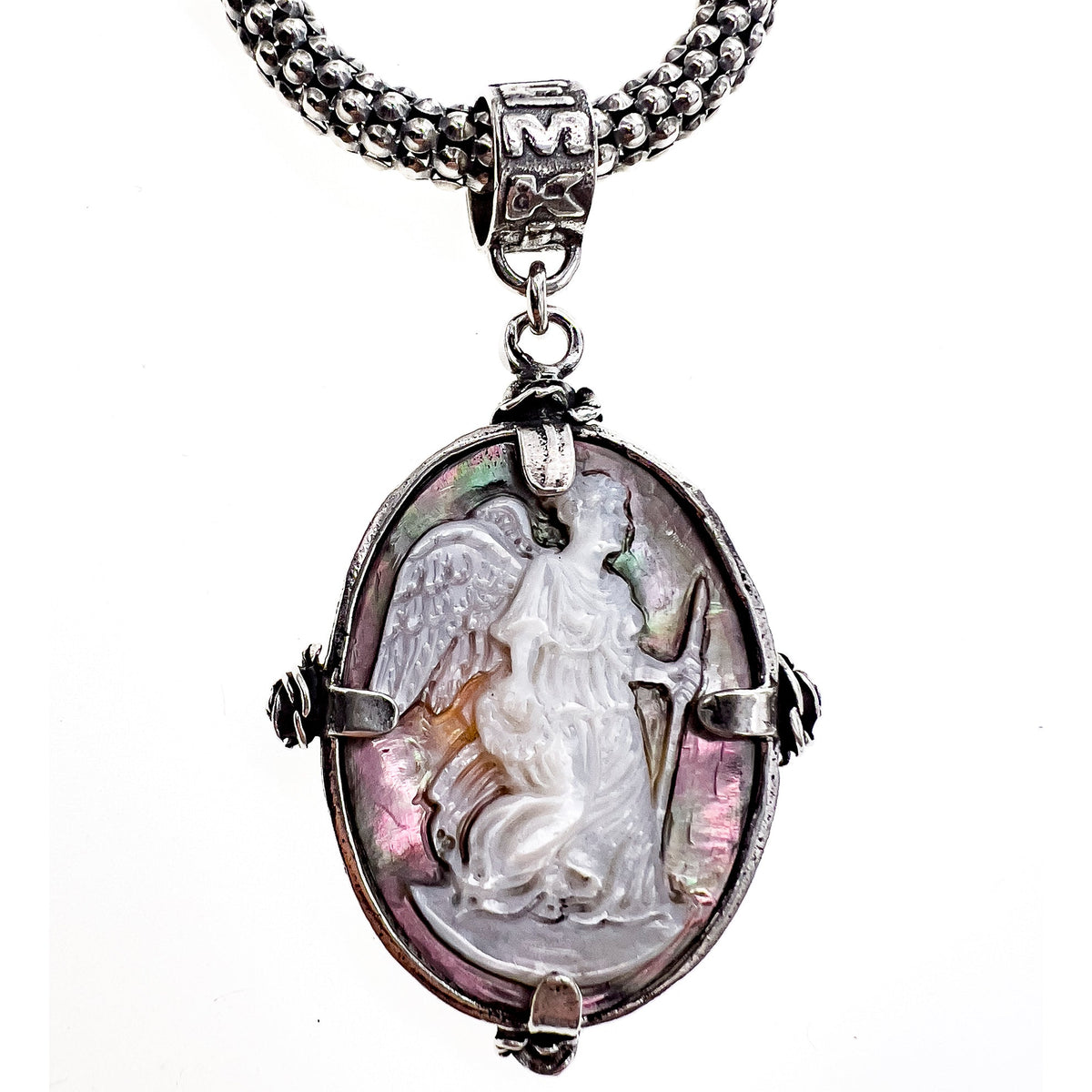 Black Pearl Cameo Necklace – Sterling Silver – Gem Kingdom