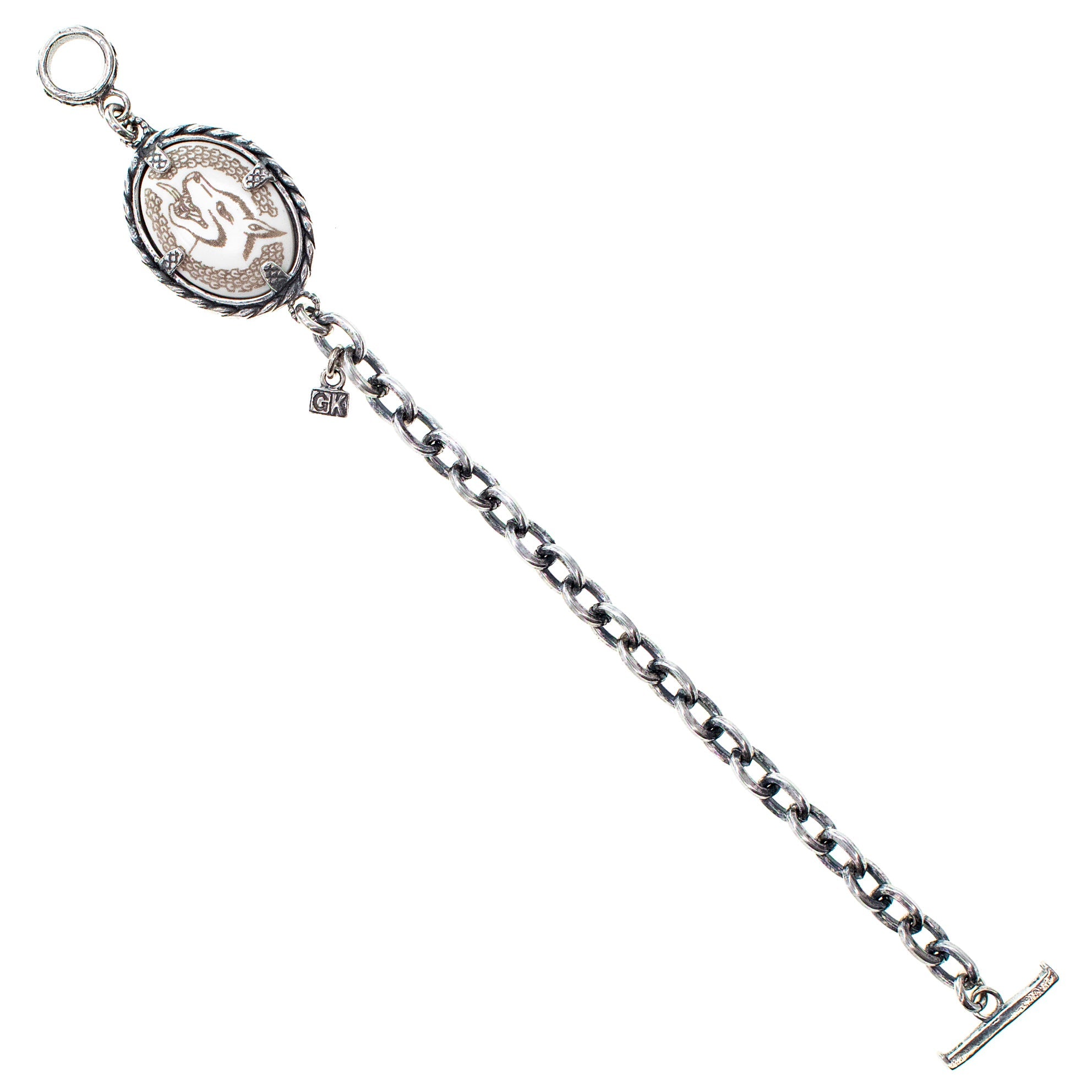 Witte Bot Wolf Medaillon Armband