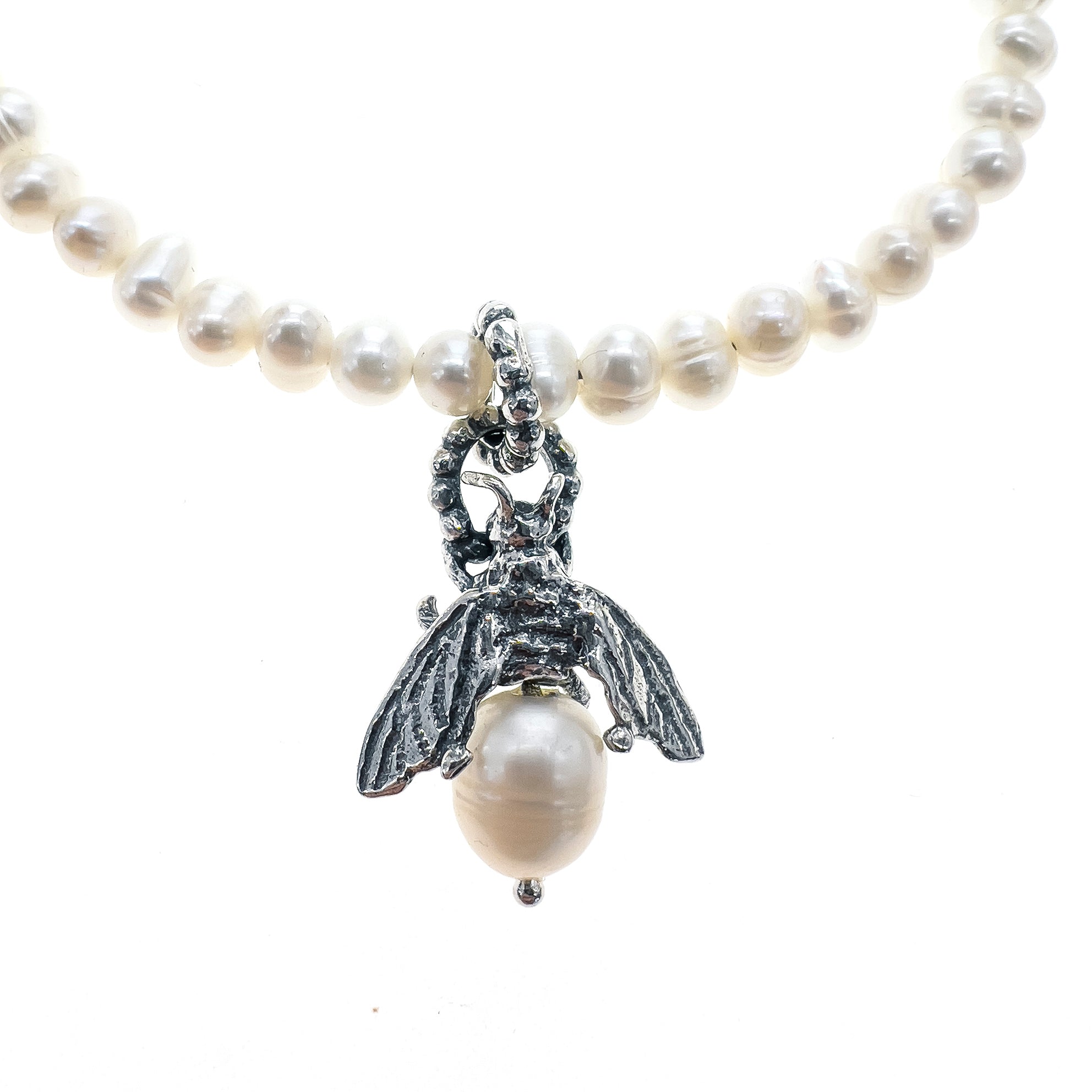Bee My Honey White Pearl Sterling Silver Bracelet – Sterling Silver – Gem Kingdom