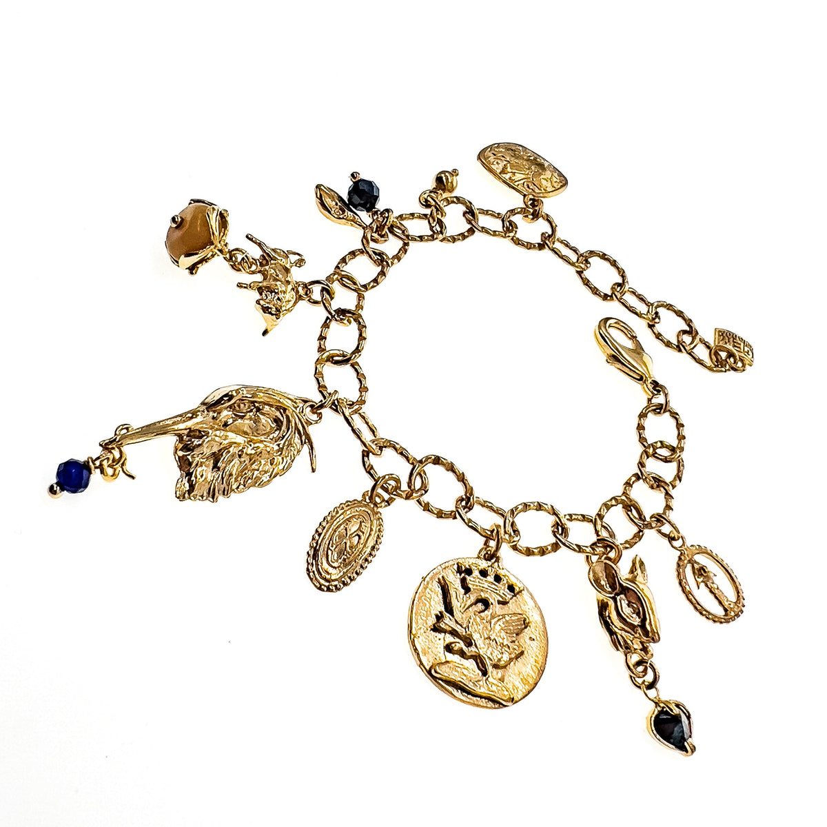 Crystal Heart Charm Bracelet – Gold Plated – Gem Kingdom