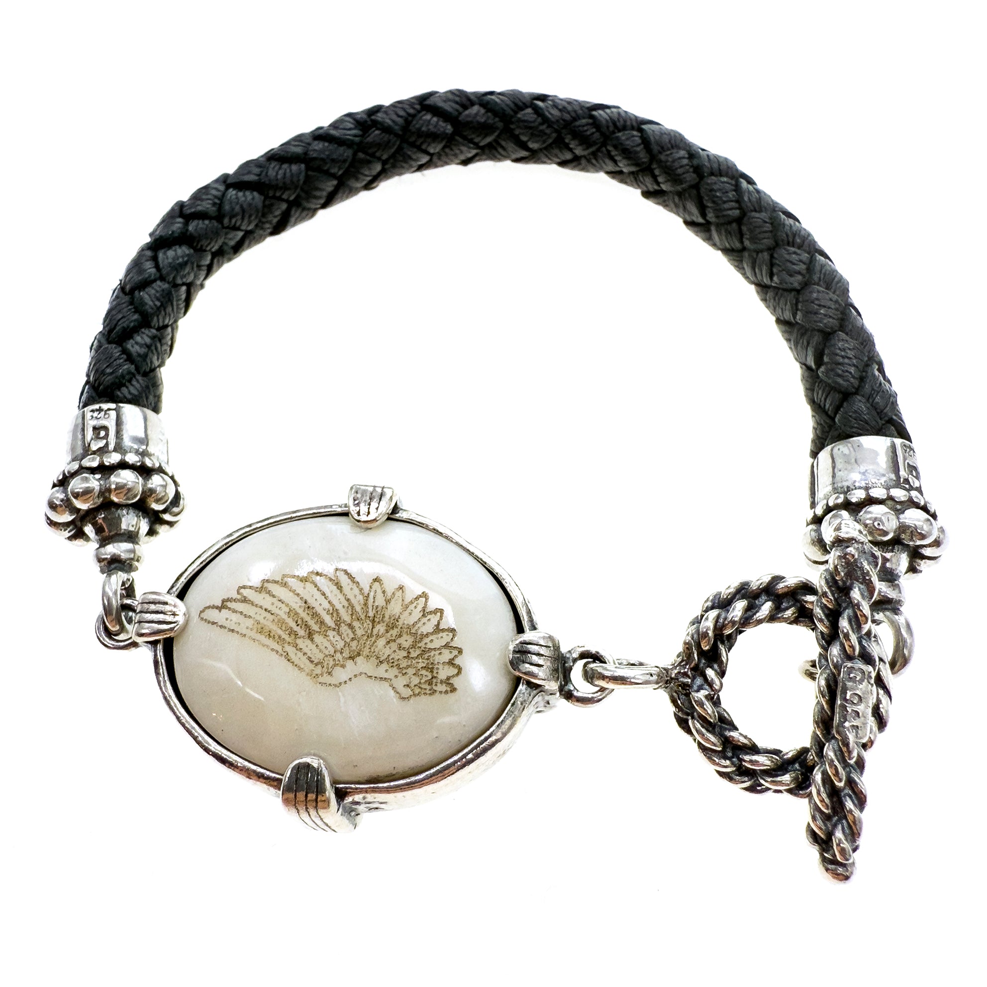 Leren Armband Dubbele Steen