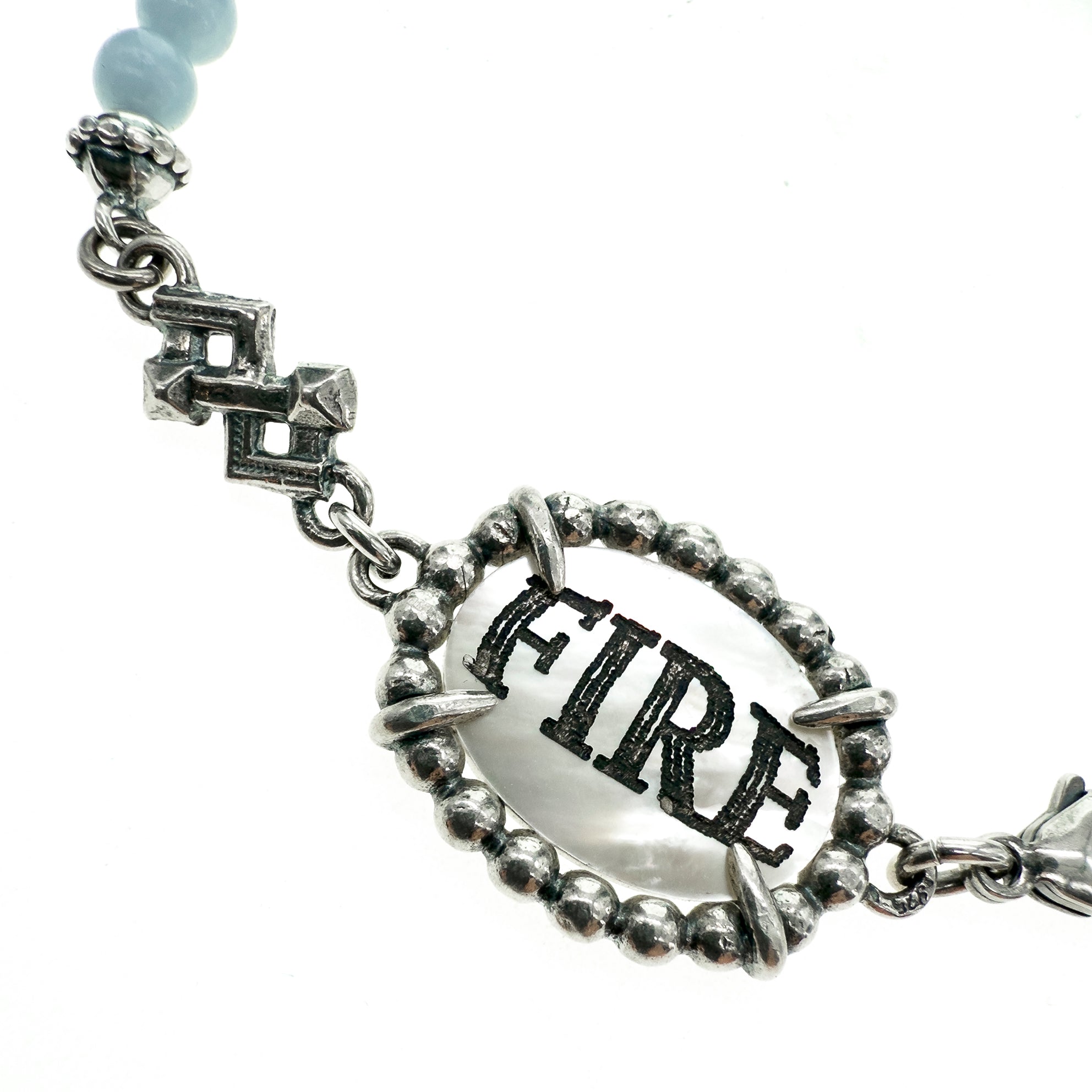 Blue And White Fire & Desire Beaded Bracelet – Sterling Silver – Gem Kingdom