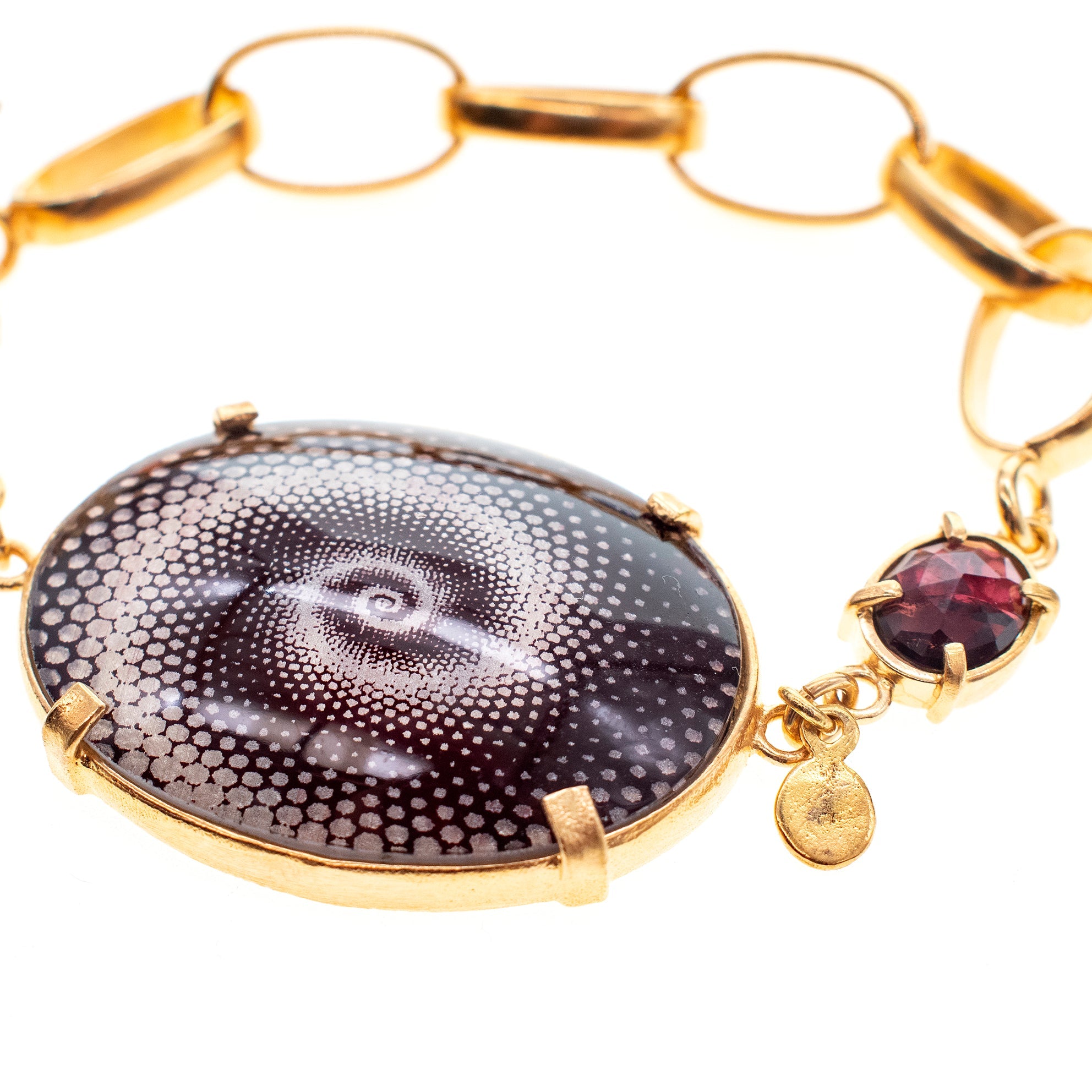 Spiral Crystal & Garnet Bracelet – Gold Plated – Gem Kingdom
