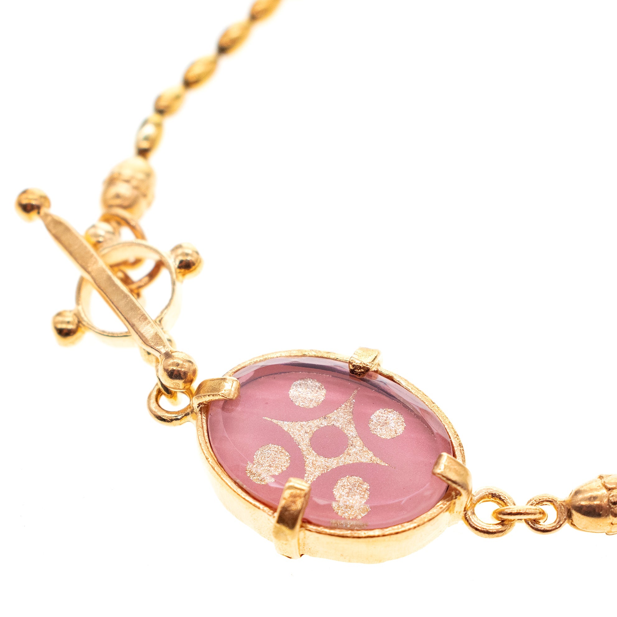 Pink Glass Crystal Bracelet – Gold Plated – Gem Kingdom