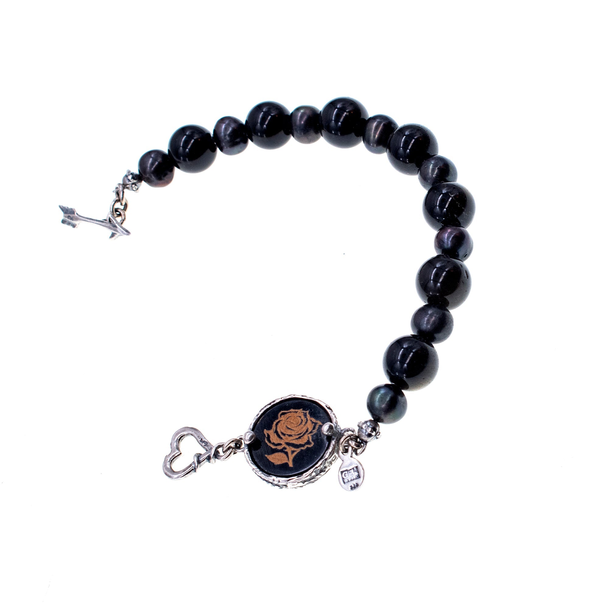Beaded Bracelet Black – Sterling Silver – Gem Kingdom