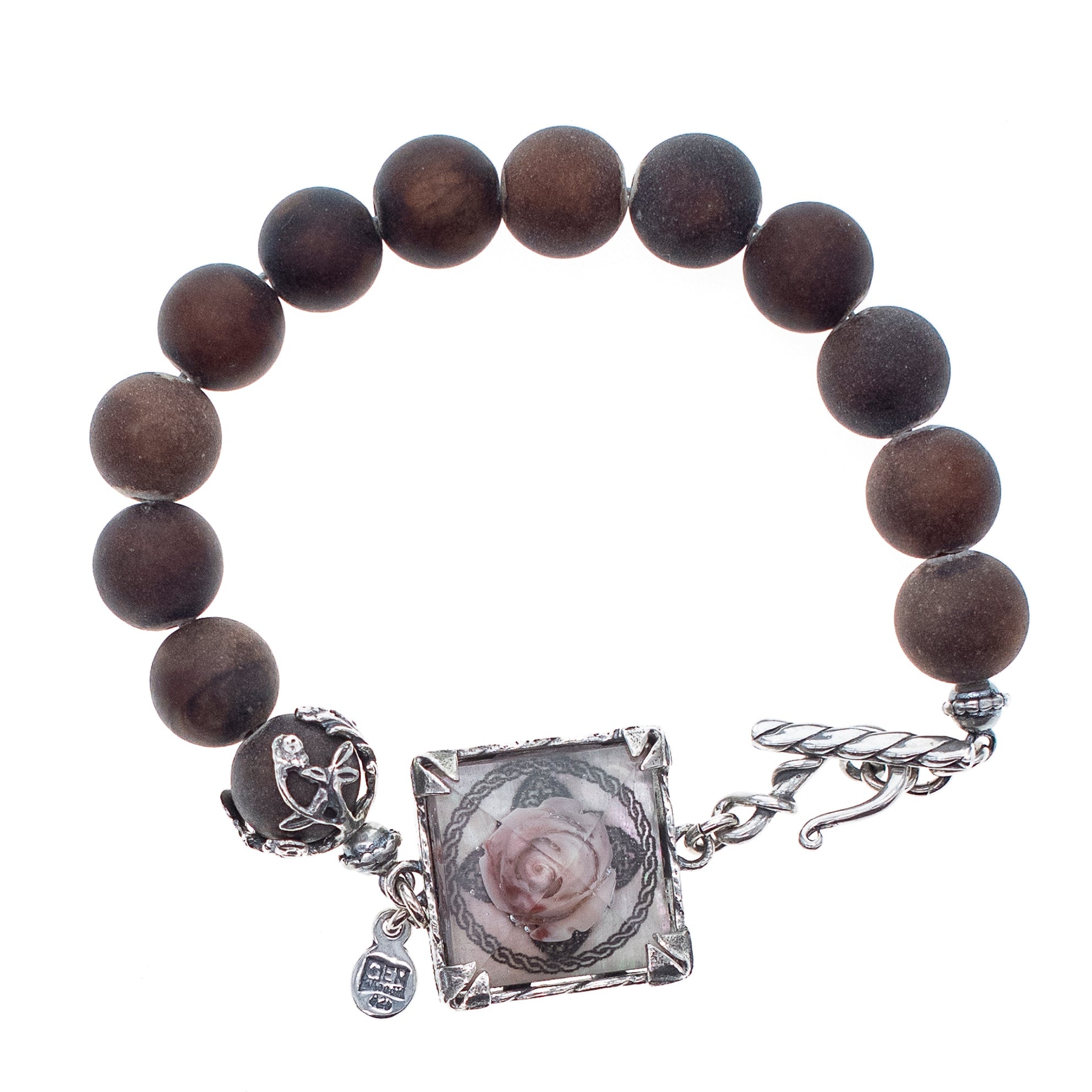 Mashan Jade Rose Bracelet – Sterling Silver – Gem Kingdom