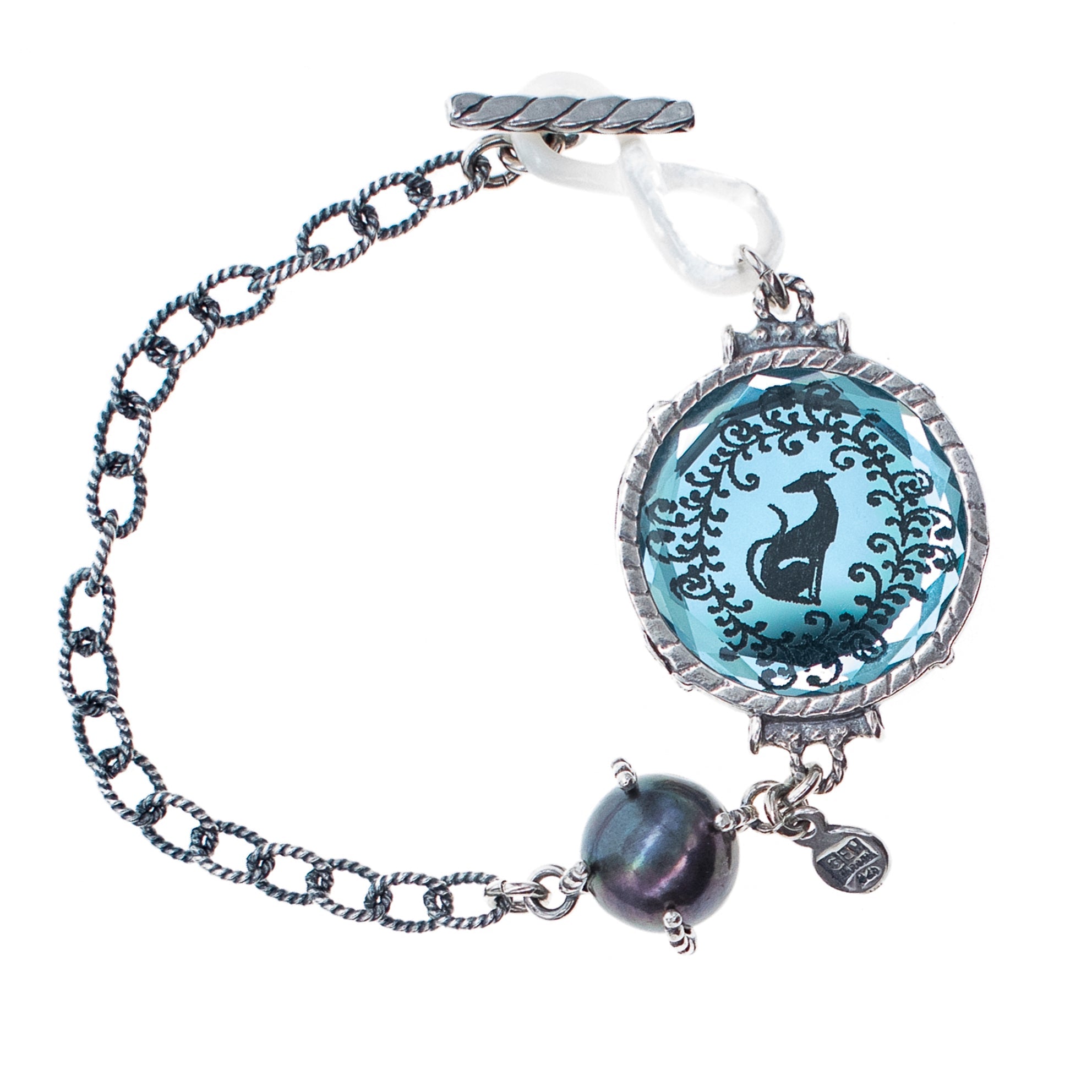 Blue Greyhound Intaglio Bracelet – Sterling Silver – Gem Kingdom