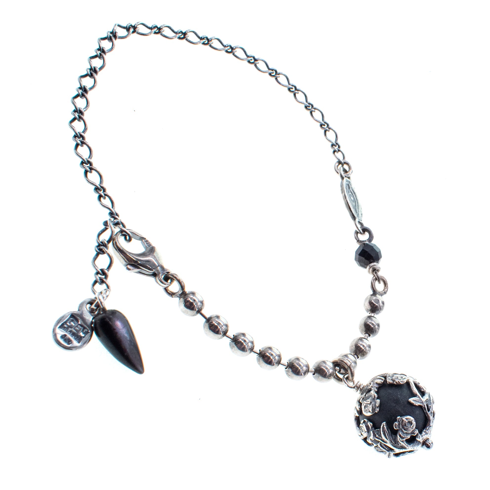 Black Onyx Drop Bracelet – Sterling Silver – Gem Kingdom