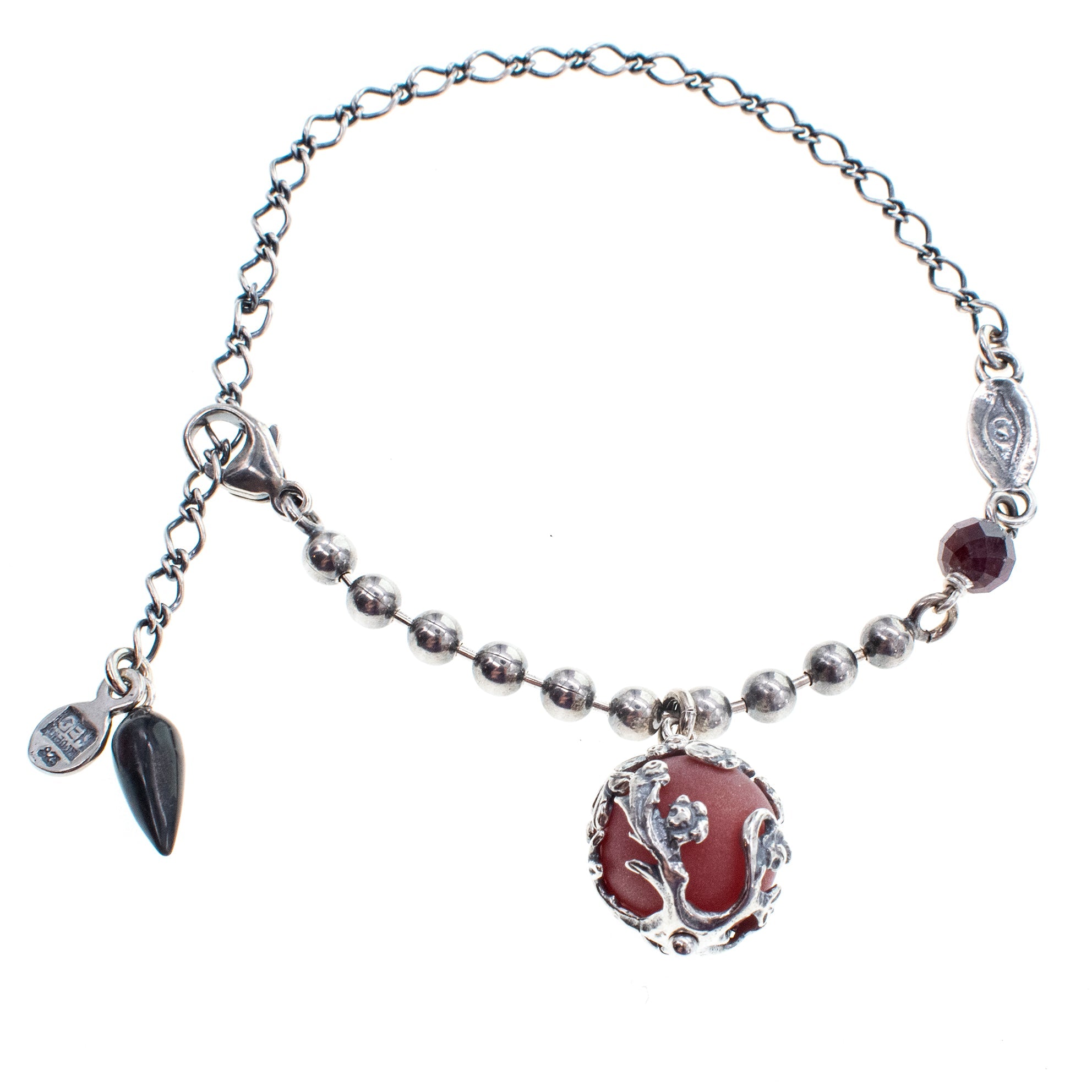 Red Carnelian Drop Bracelet – Sterling Silver – Gem Kingdom