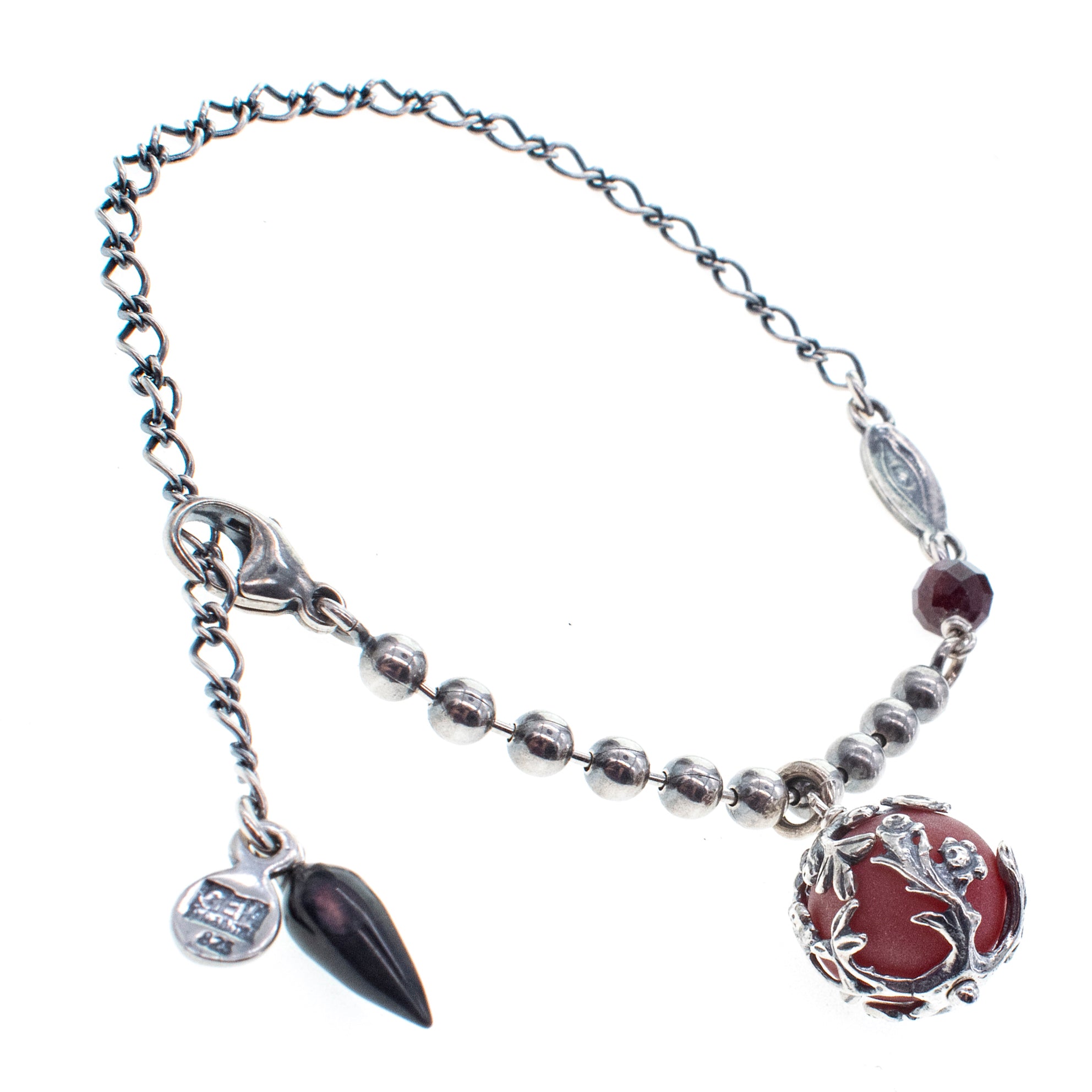 Red Carnelian Drop Bracelet – Sterling Silver – Gem Kingdom