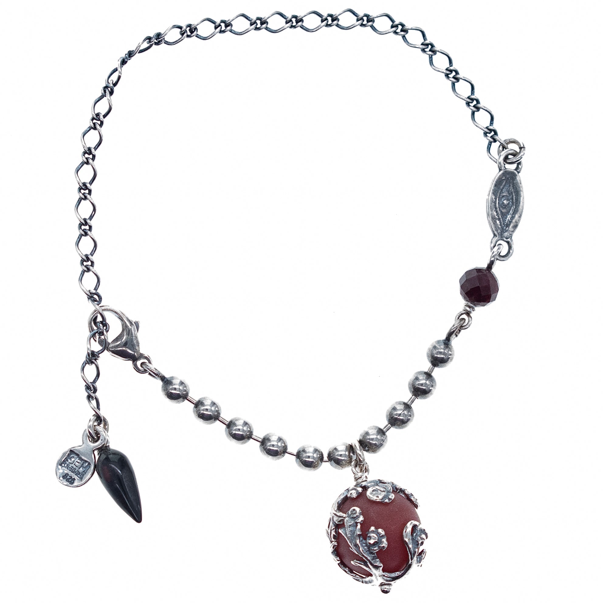 Red Carnelian Drop Bracelet – Sterling Silver – Gem Kingdom