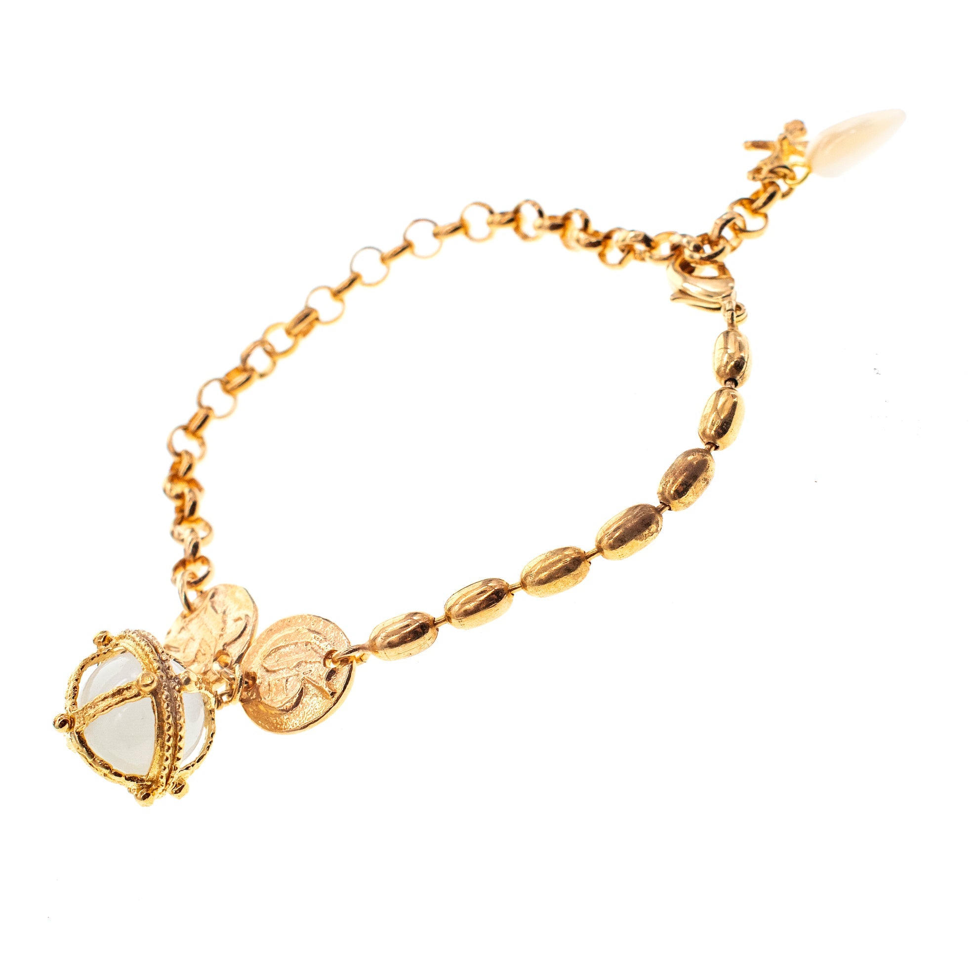 White Royal Orb Bracelet – Gold Plated – Gem Kingdom