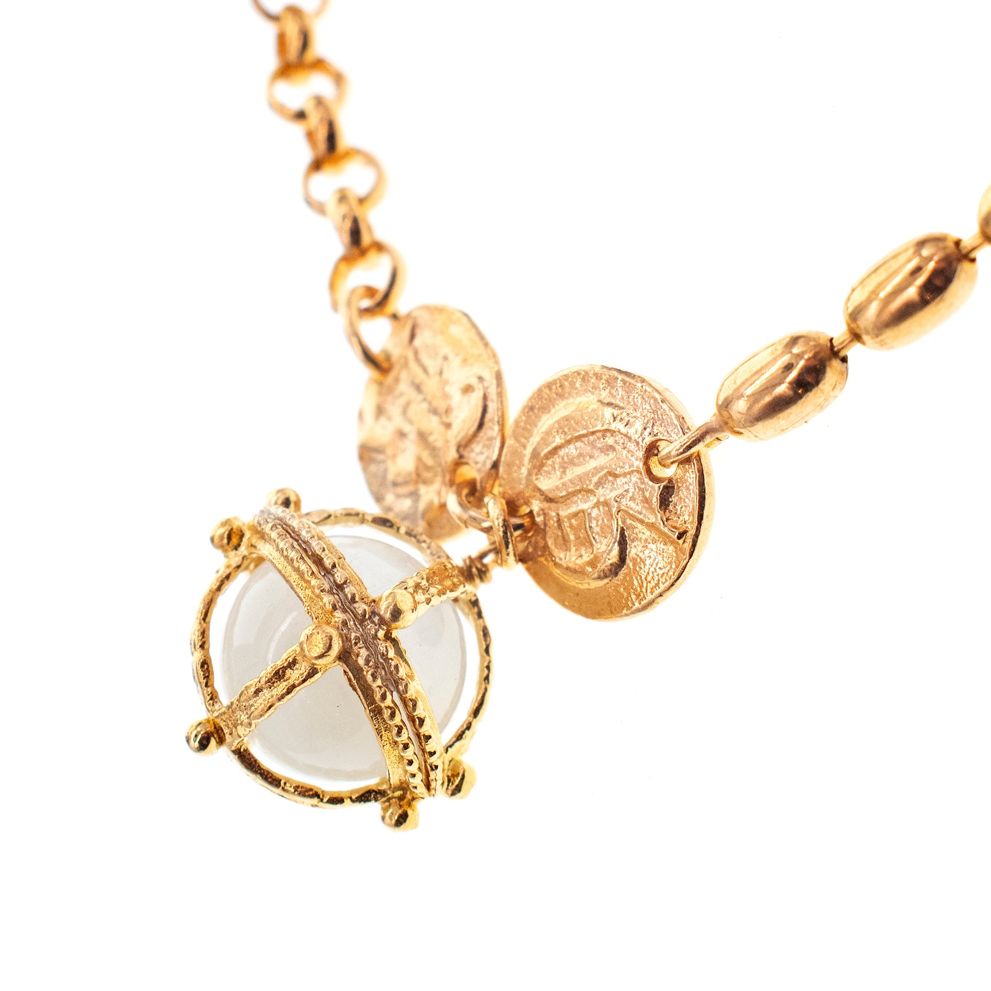 White Royal Orb Bracelet – Gold Plated – Gem Kingdom