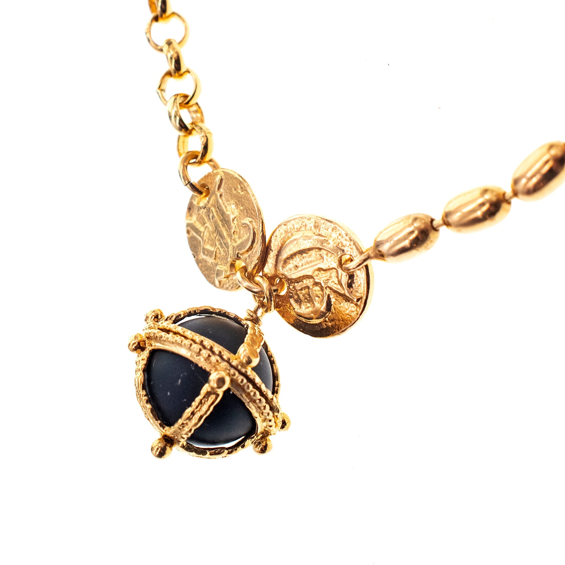 Black Royal Orb Bracelet – Gold Plated – Gem Kingdom
