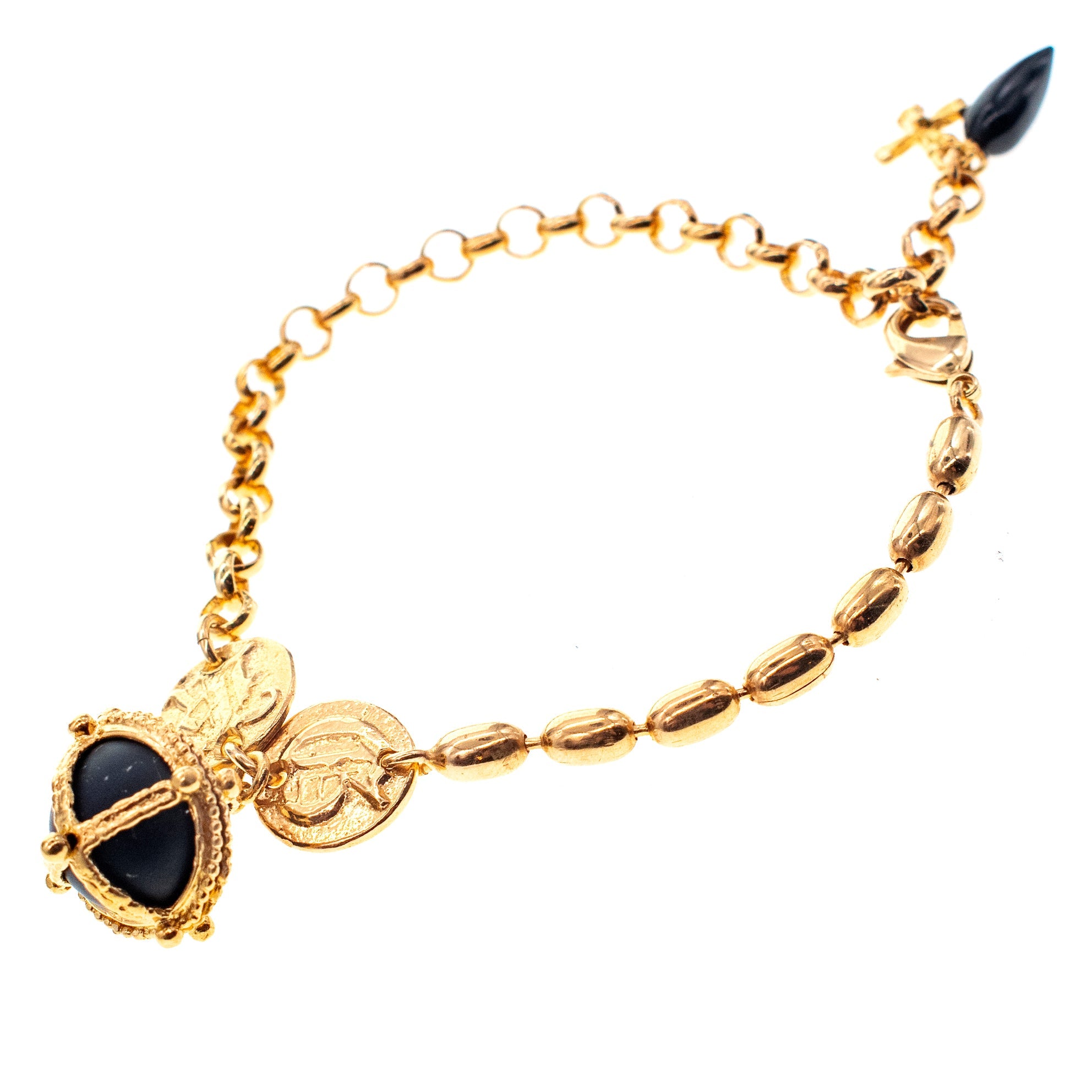 Black Royal Orb Bracelet – Gold Plated – Gem Kingdom