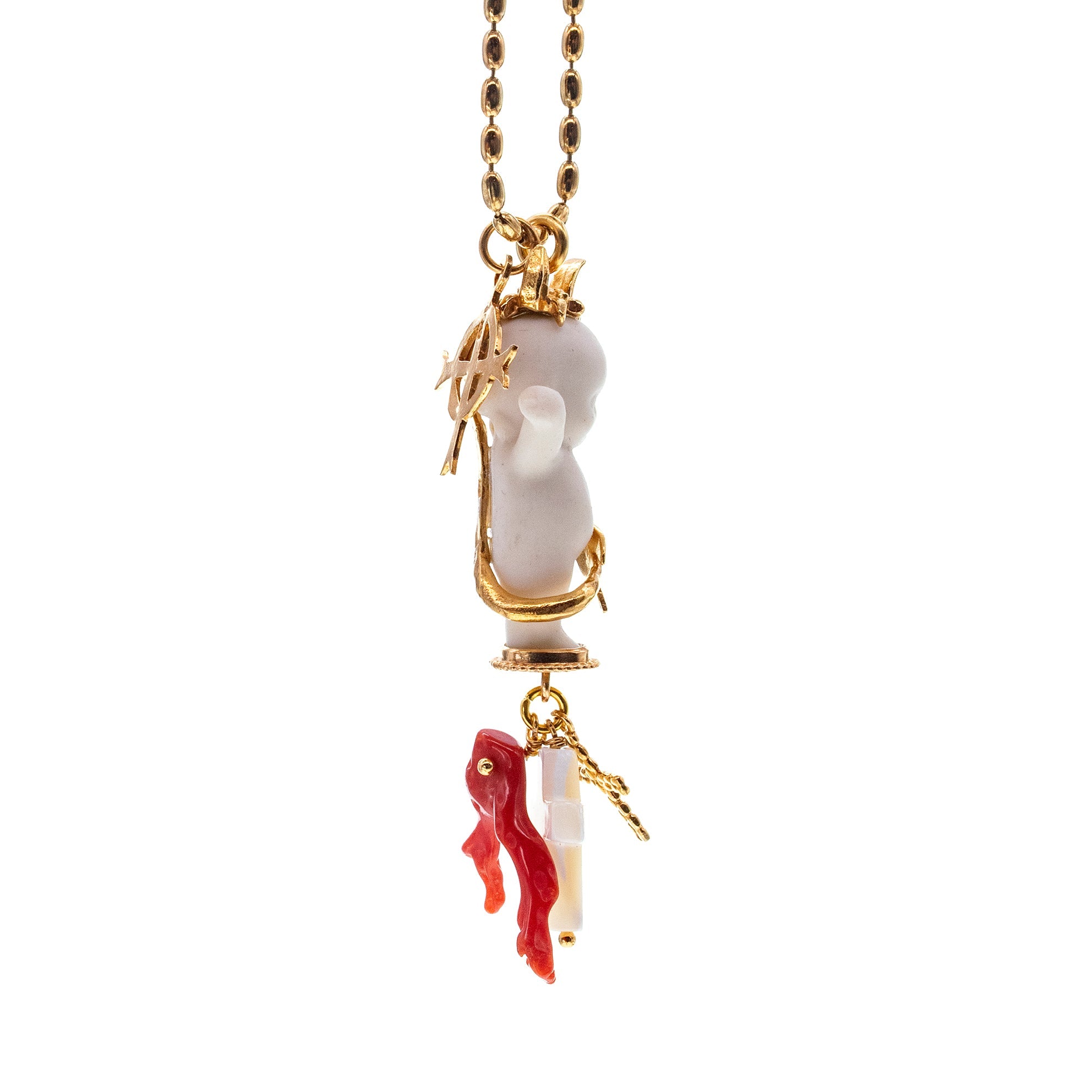 Jezabella White And Gold Necklace – Gold Plated – Gem Kingdom