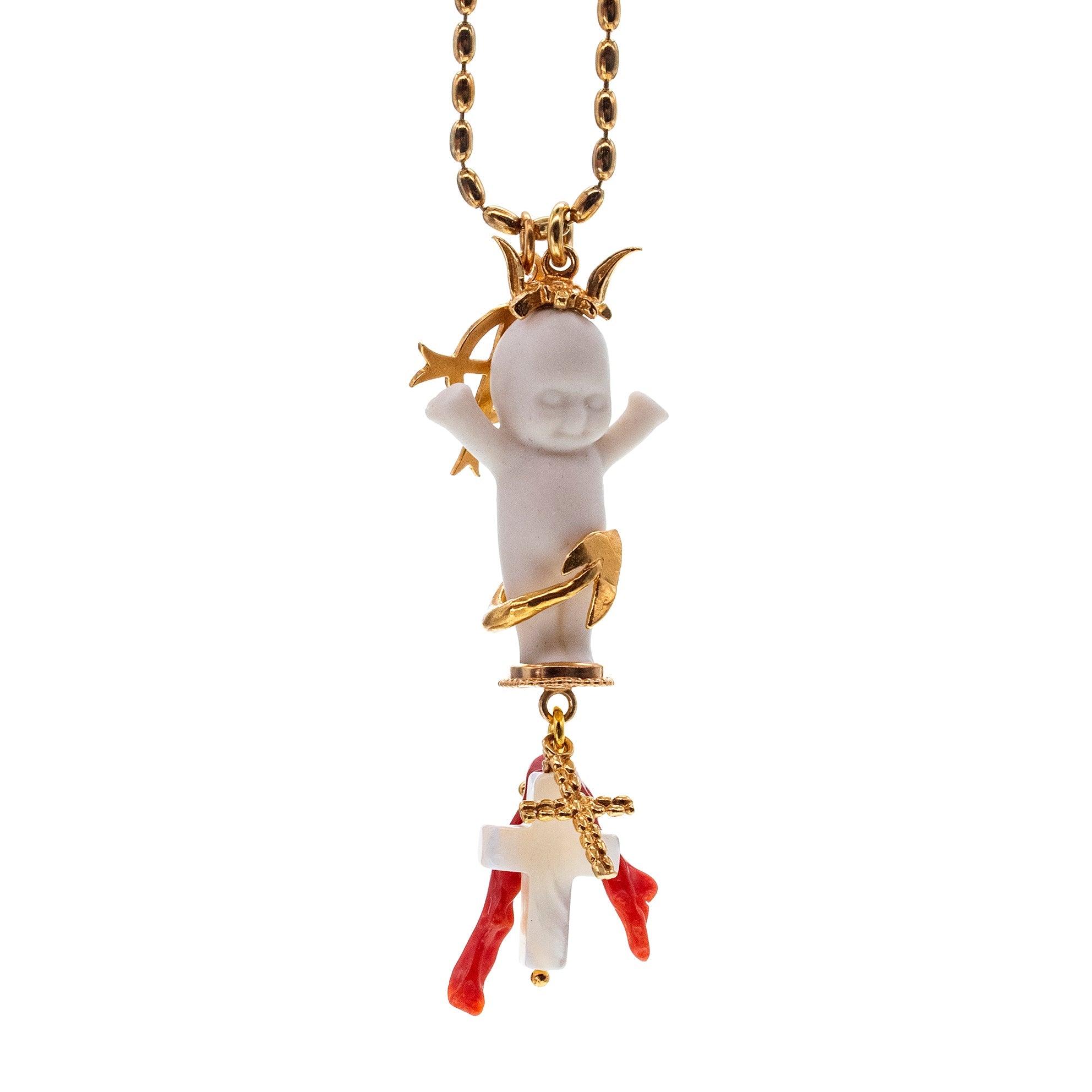 Jezabella White And Gold Necklace – Gold Plated – Gem Kingdom