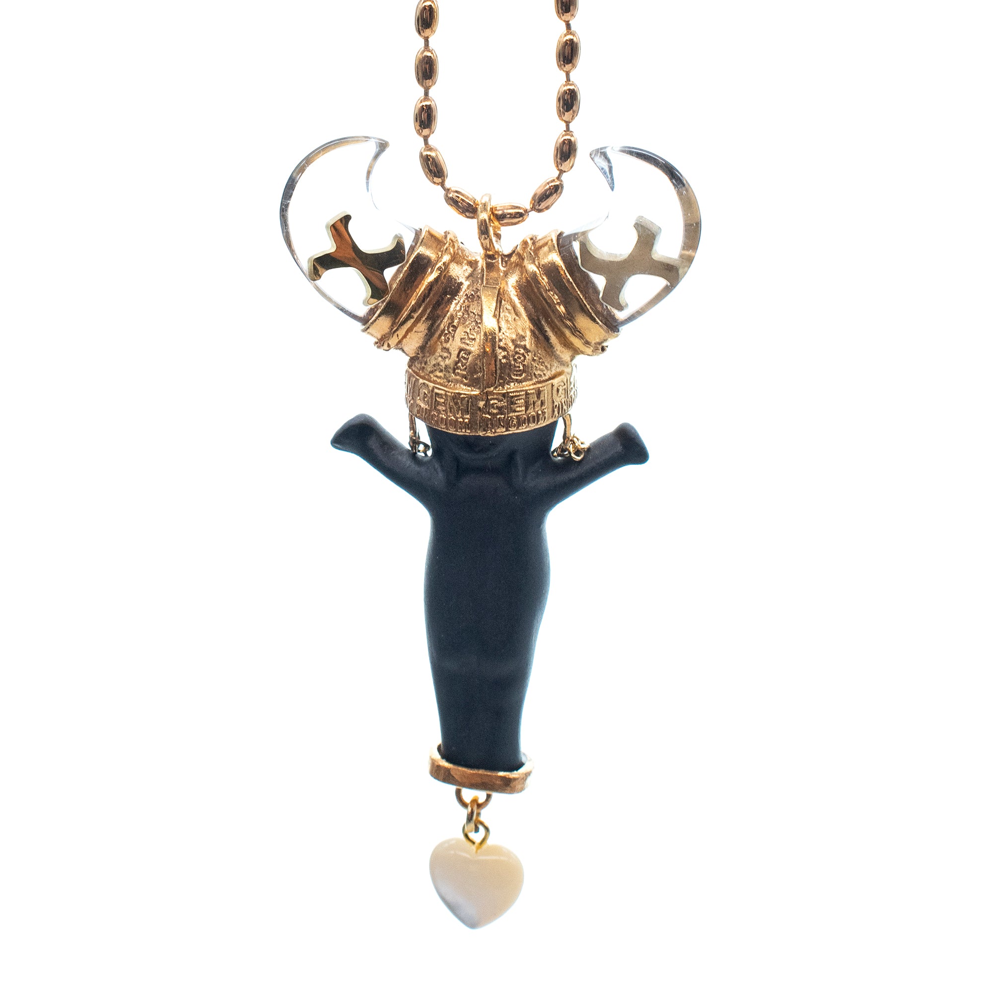 Little Viking Brat Black And Gold Necklace – Gold Plated – Gem Kingdom