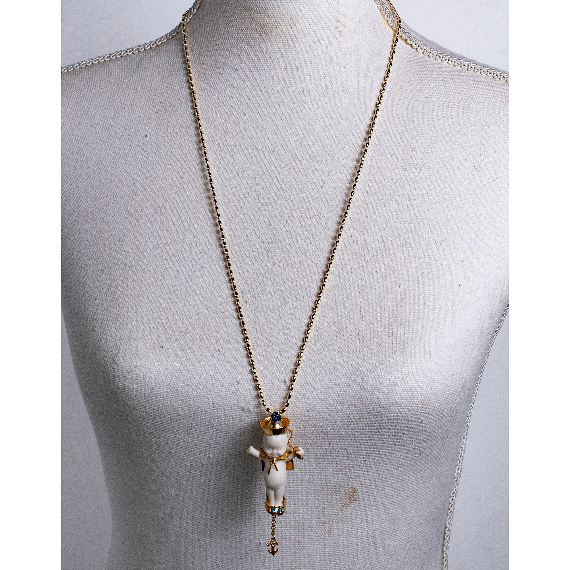 Little Sailor White And Gold Necklace – Gold Plated – Gem Kingdom