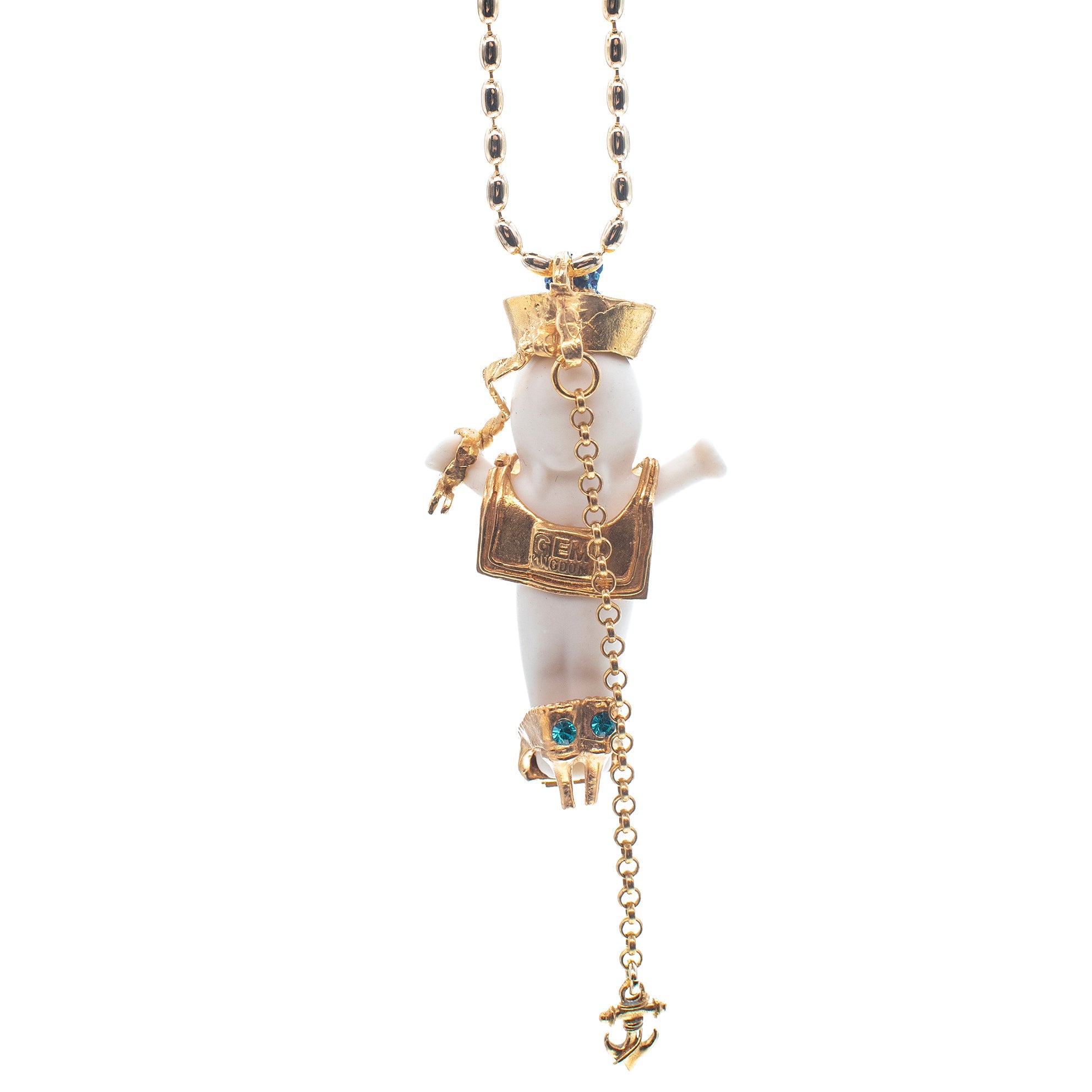 Little Sailor White And Gold Necklace – Gold Plated – Gem Kingdom