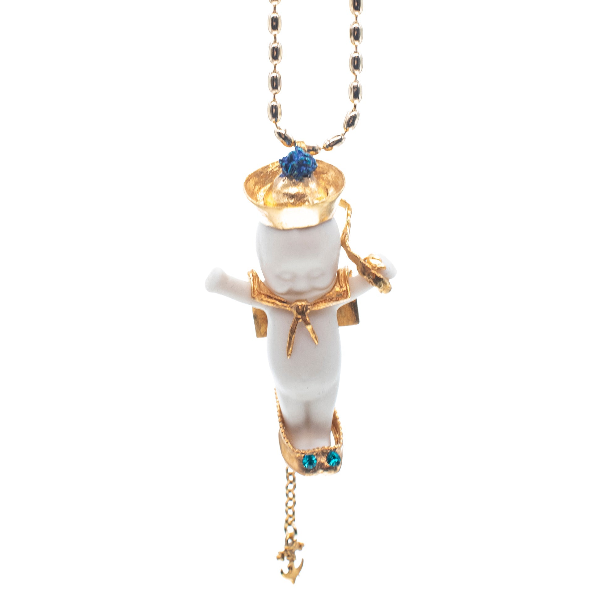 Little Sailor White And Gold Necklace – Gold Plated – Gem Kingdom