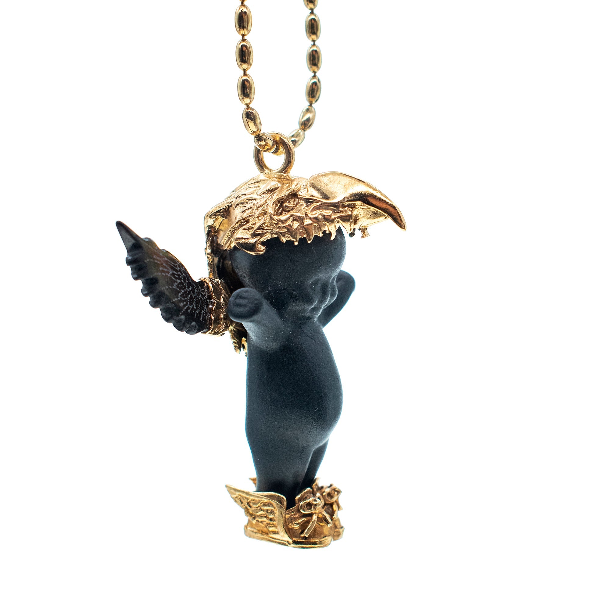Phoenix Black And Gold Necklace – Gold Plated – Gem Kingdom