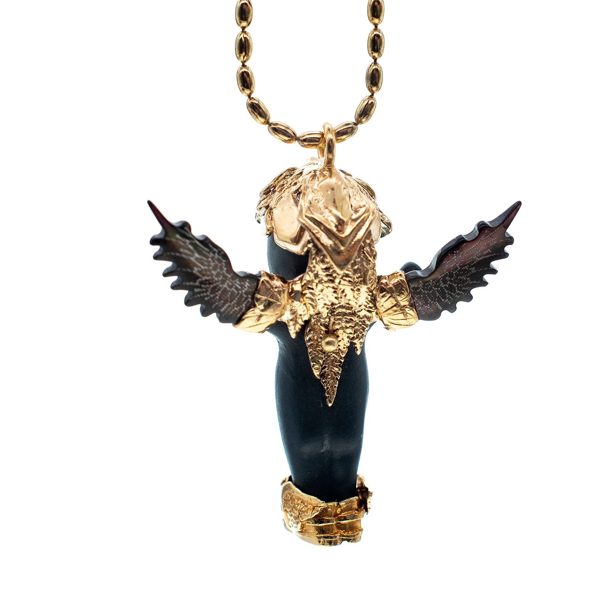 Phoenix Black And Gold Necklace – Gold Plated – Gem Kingdom