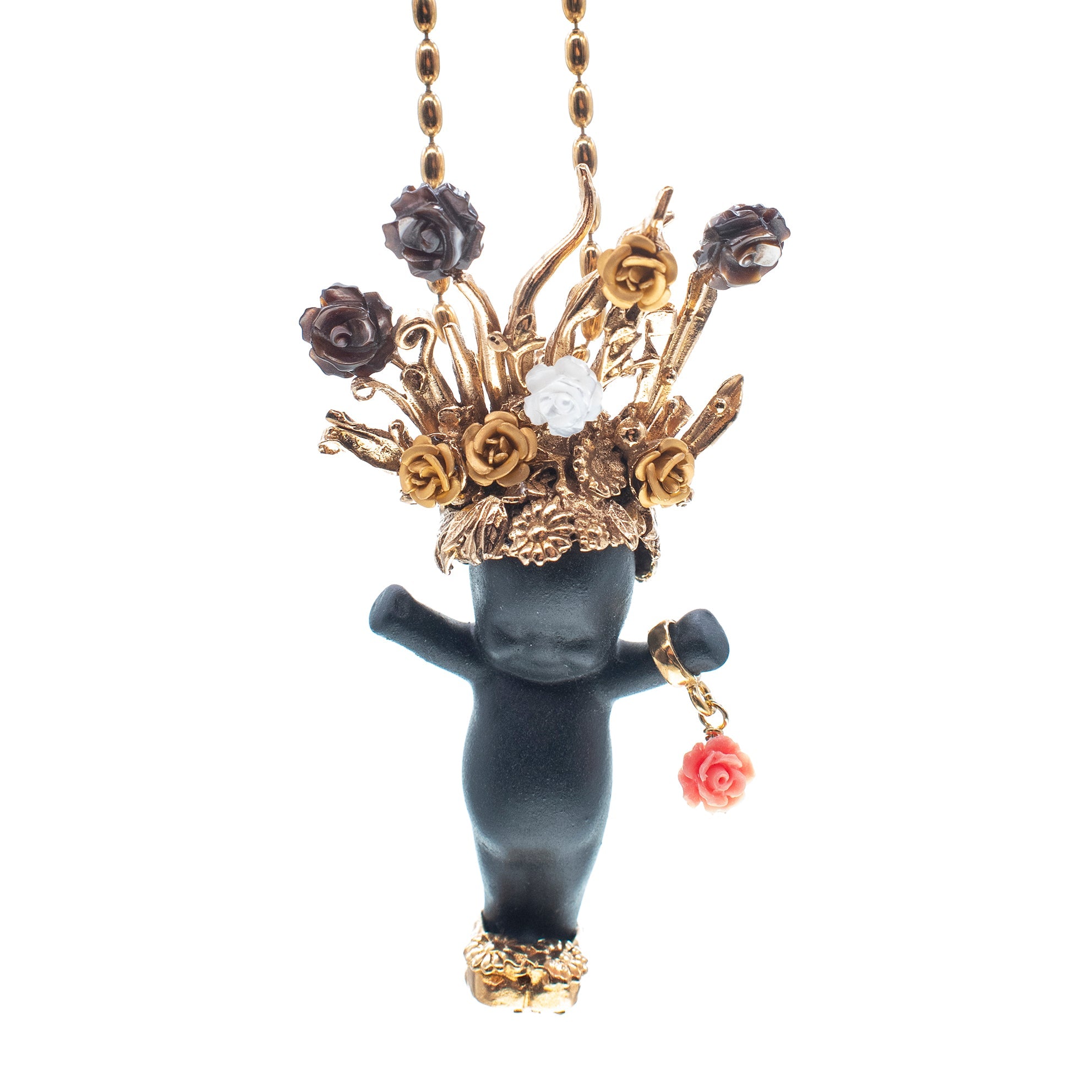 Whole Lotta Rosie Black And Gold Necklace – Gold Plated – Gem Kingdom