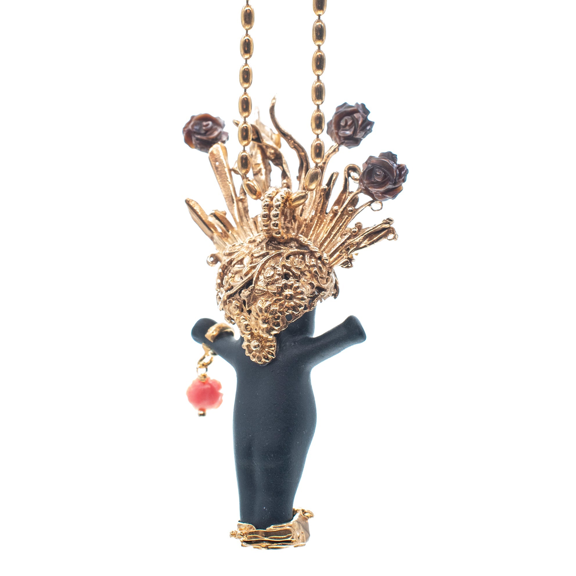 Whole Lotta Rosie Black And Gold Necklace – Gold Plated – Gem Kingdom