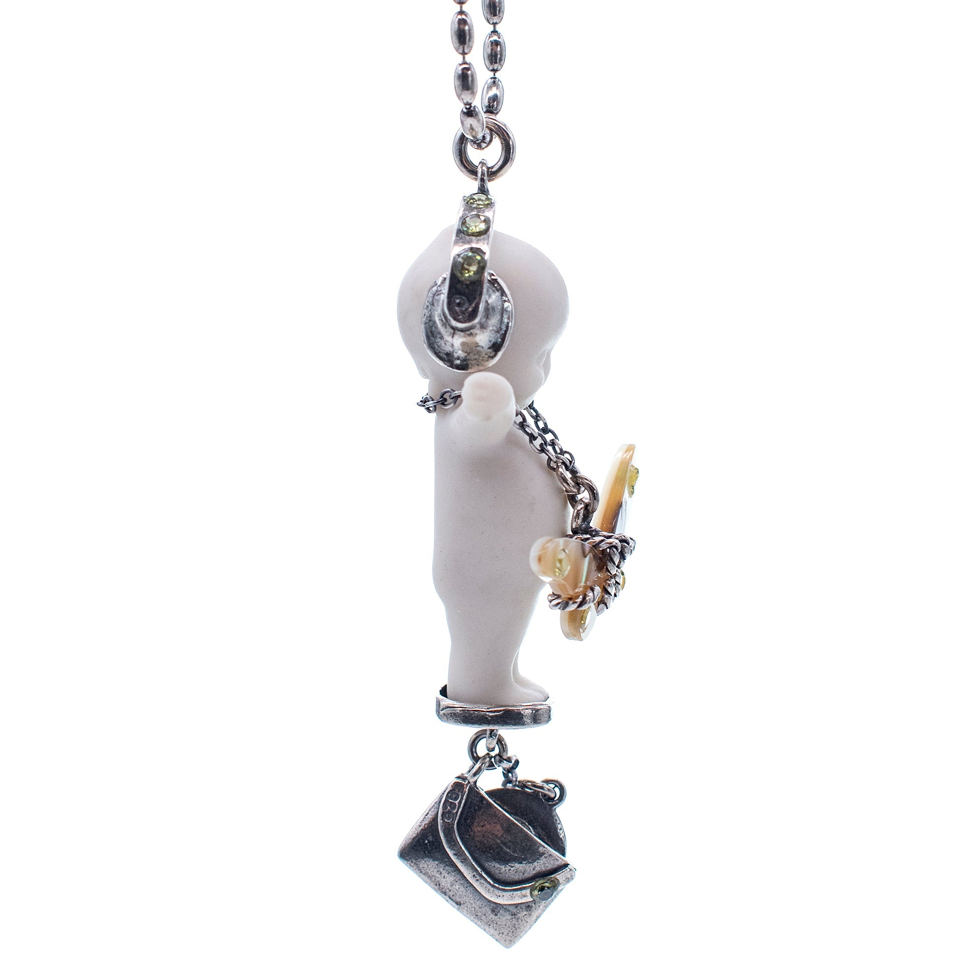 DJ Party Baby White And Silver Necklace – Sterling Silver – Gem Kingdom