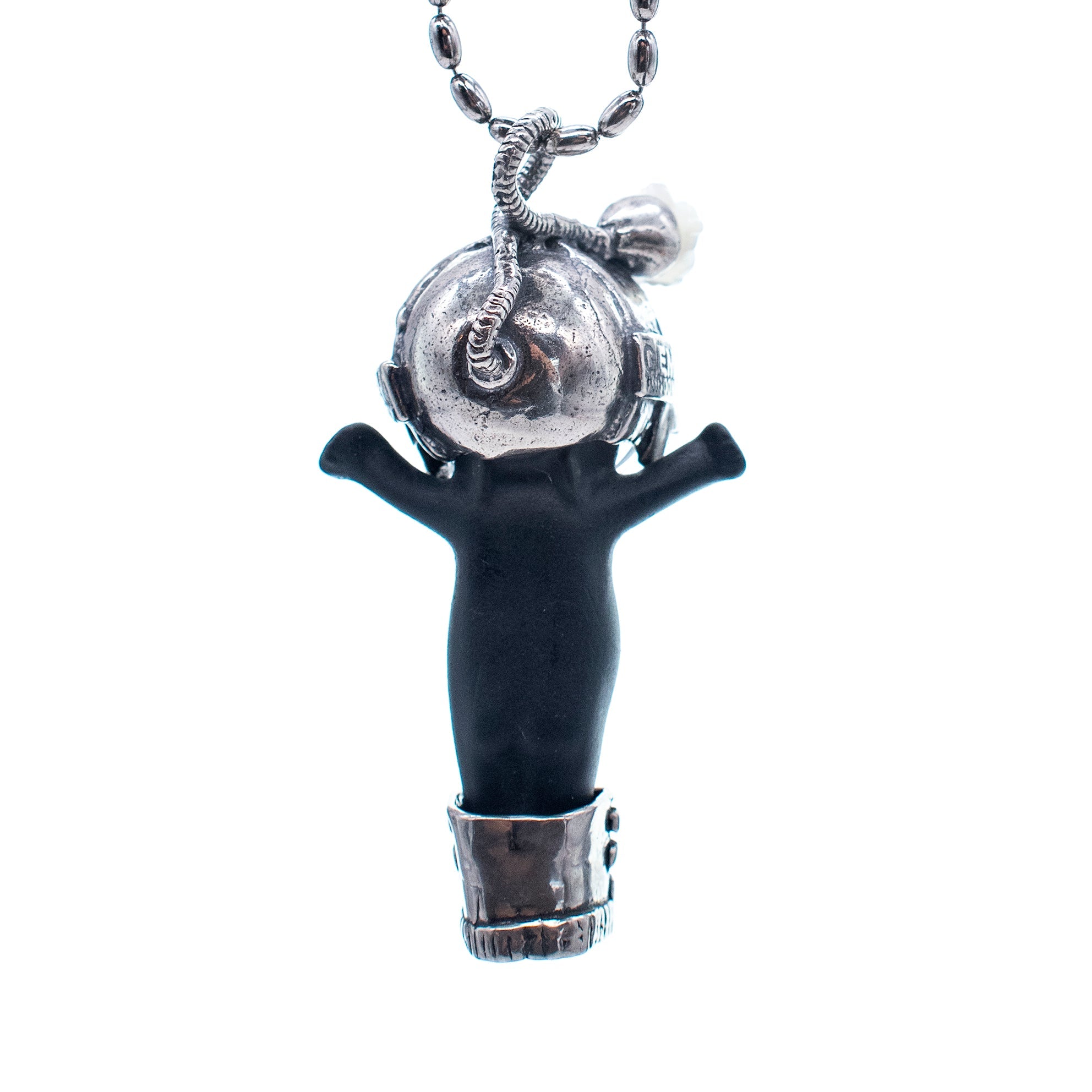 Major Tom Black And Silver Necklace – Sterling Silver – Gem Kingdom