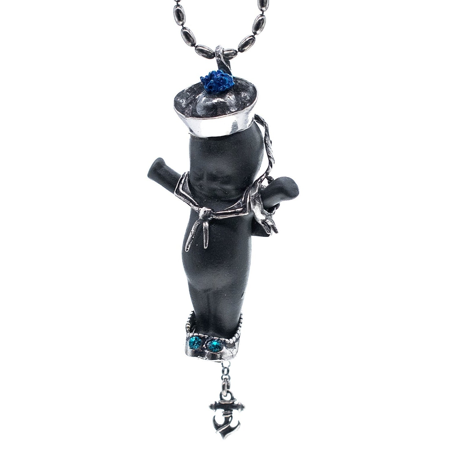 Little Sailor Black And Silver Necklace – Sterling Silver – Gem Kingdom