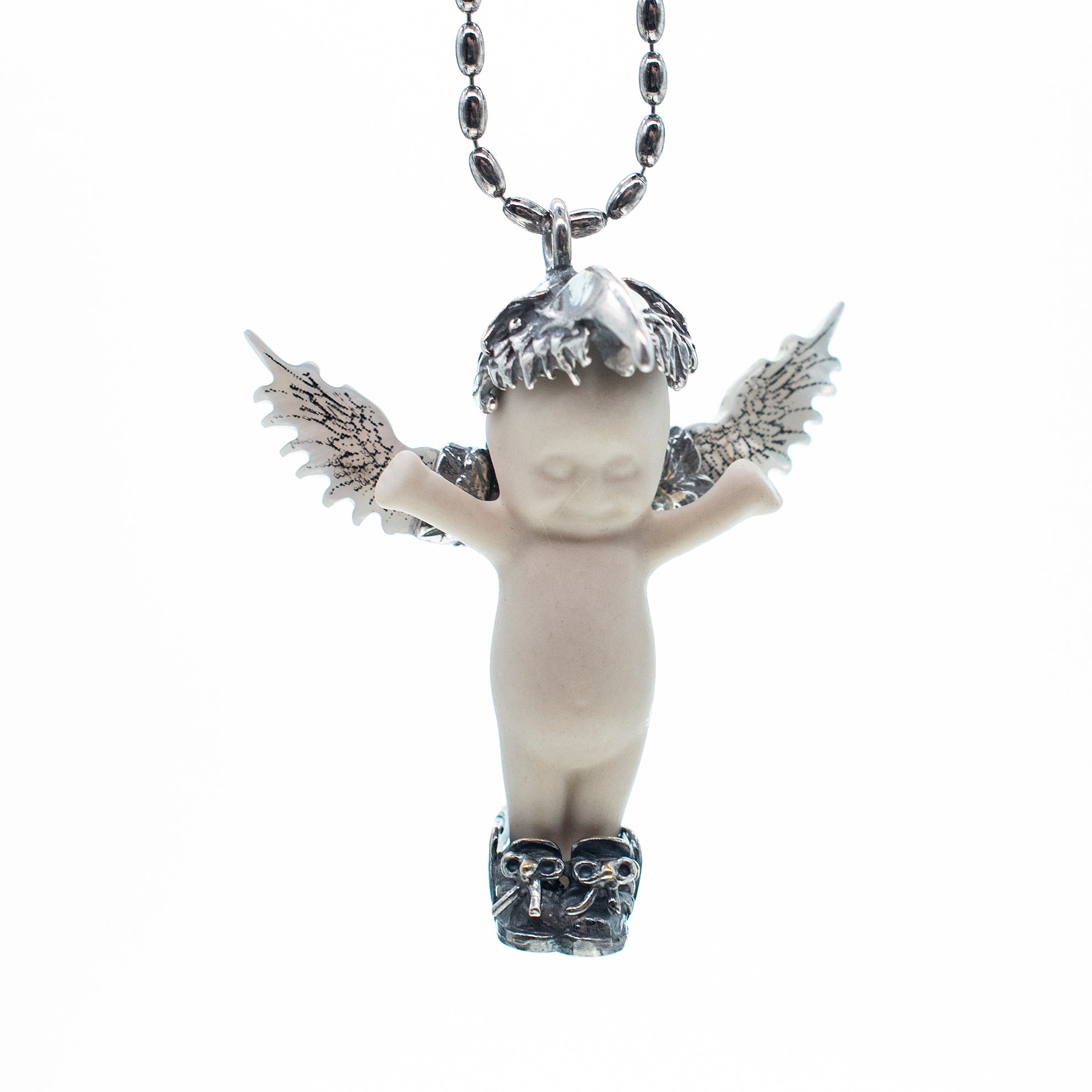 Phoenix White And Silver Necklace – Sterling Silver – Gem Kingdom