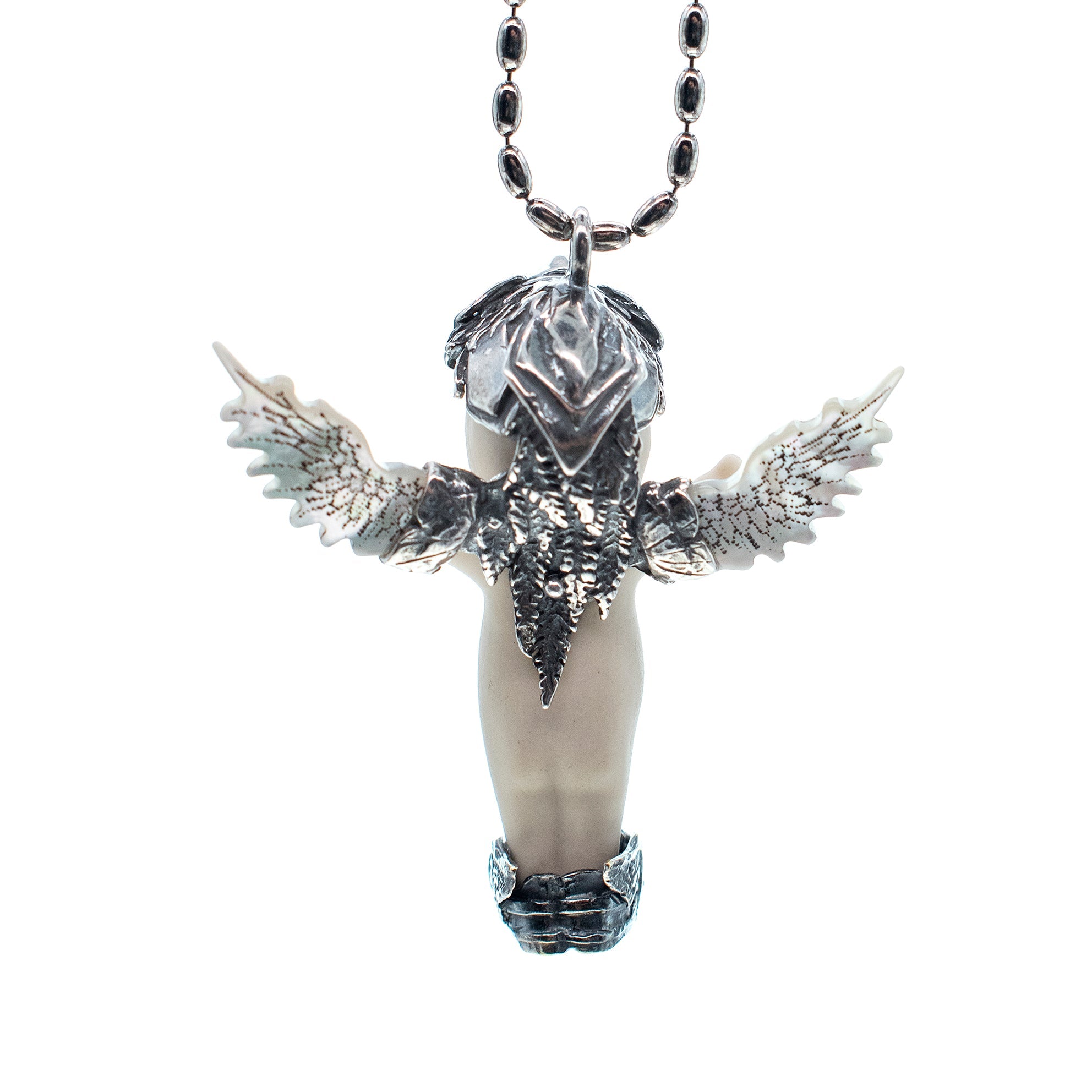 Phoenix White And Silver Necklace – Sterling Silver – Gem Kingdom