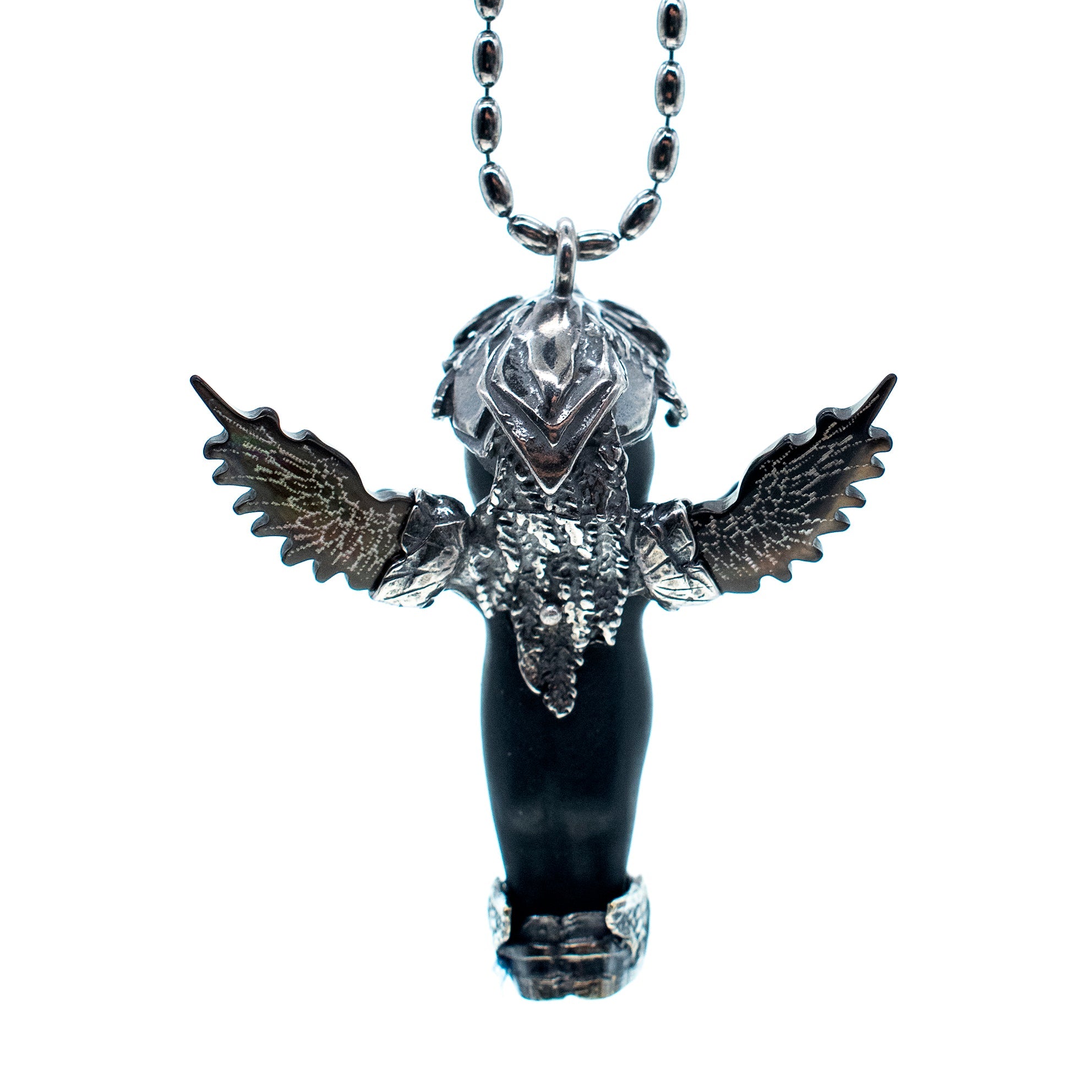 Phoenix Black And Silver Necklace – Sterling Silver – Gem Kingdom
