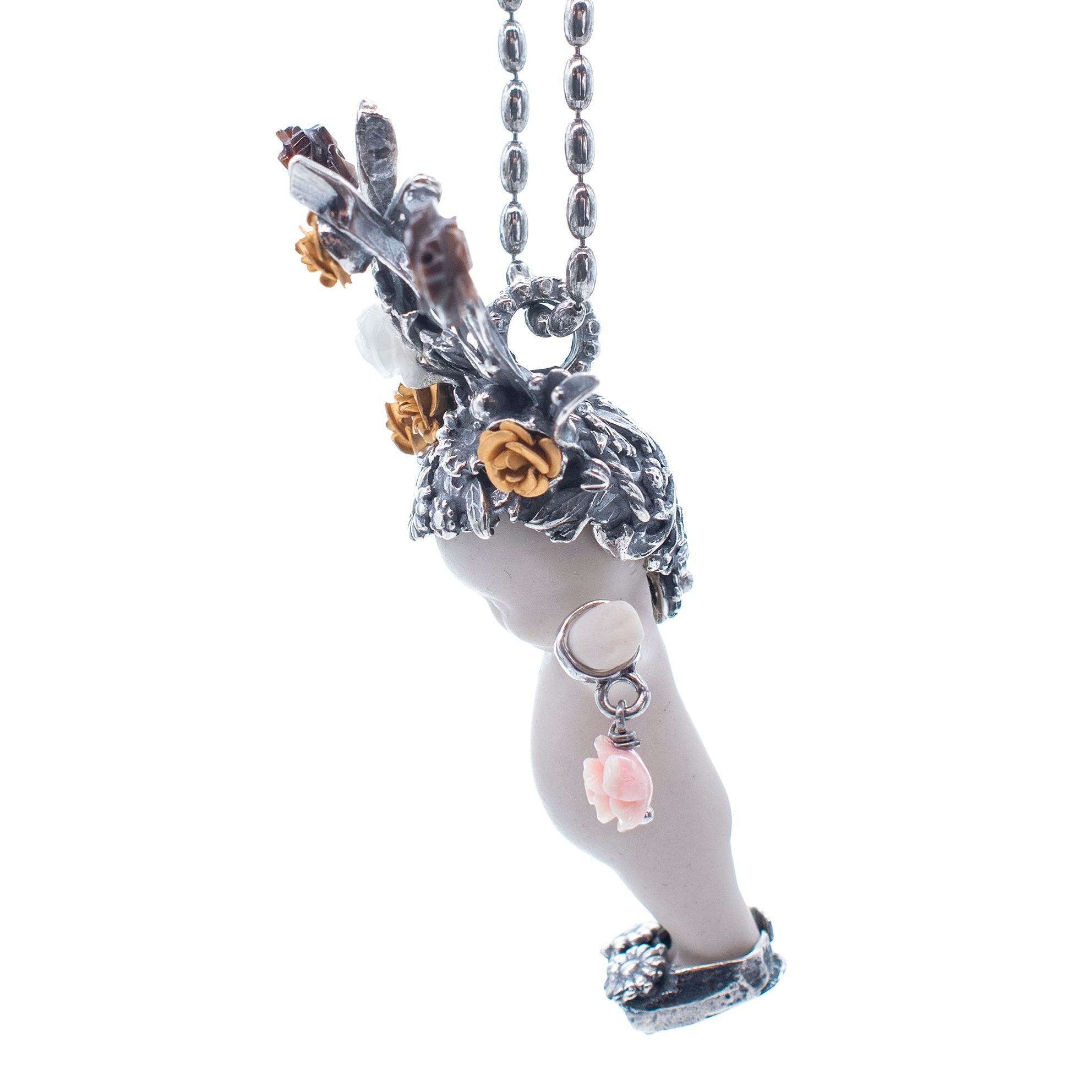 Whole Lotta Rosie White And Silver Necklace – Sterling Silver – Gem Kingdom