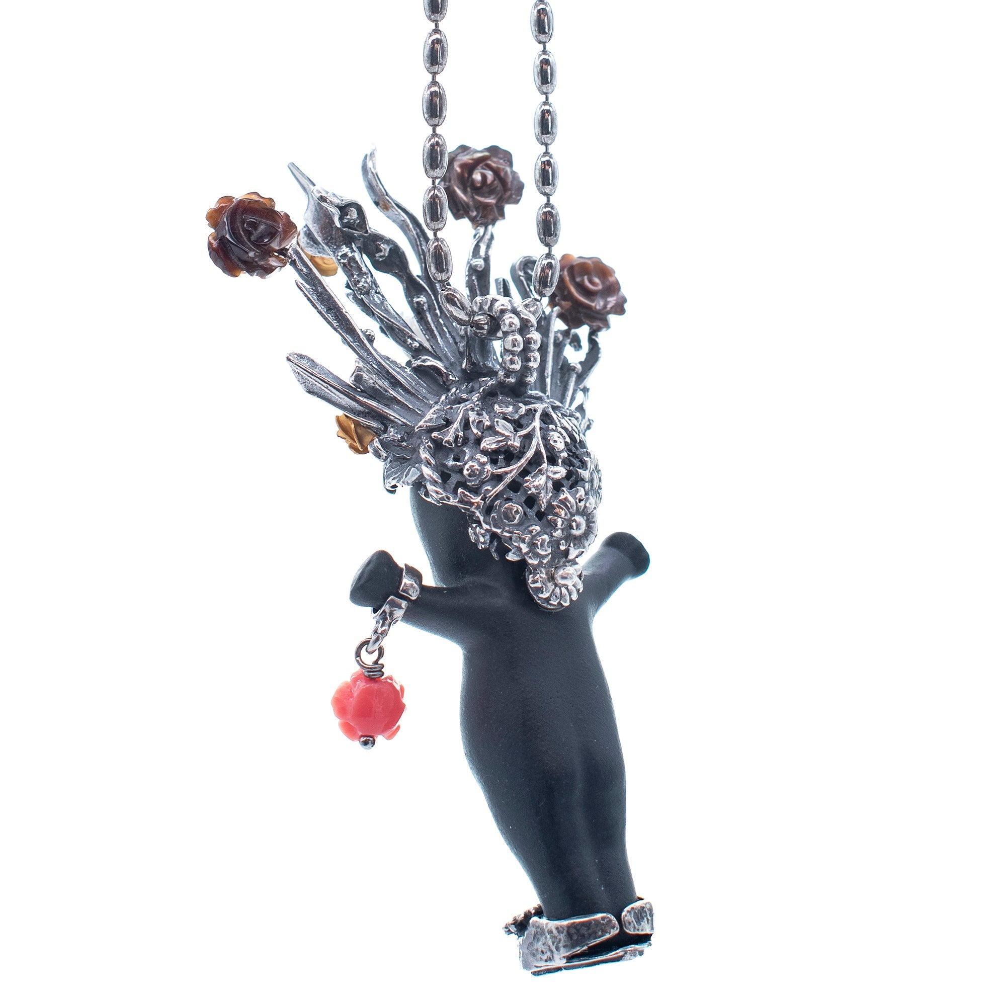 Whole Lotta Rosie Black And Silver Necklace – Sterling Silver – Gem Kingdom