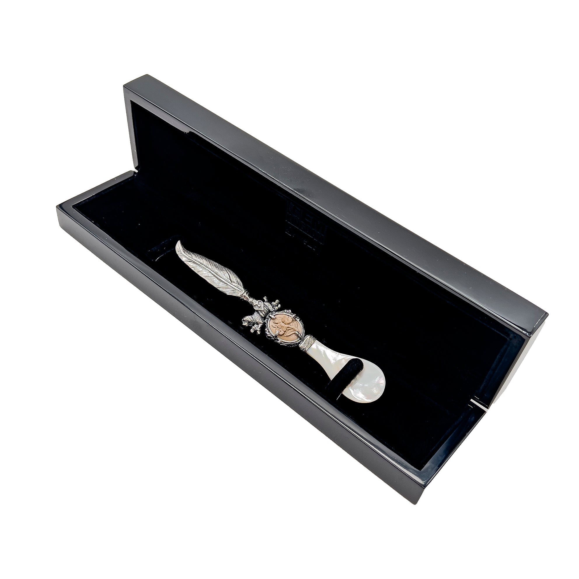 Kaviaarlepel Sterling Zilver & Vintage Glazen Camee