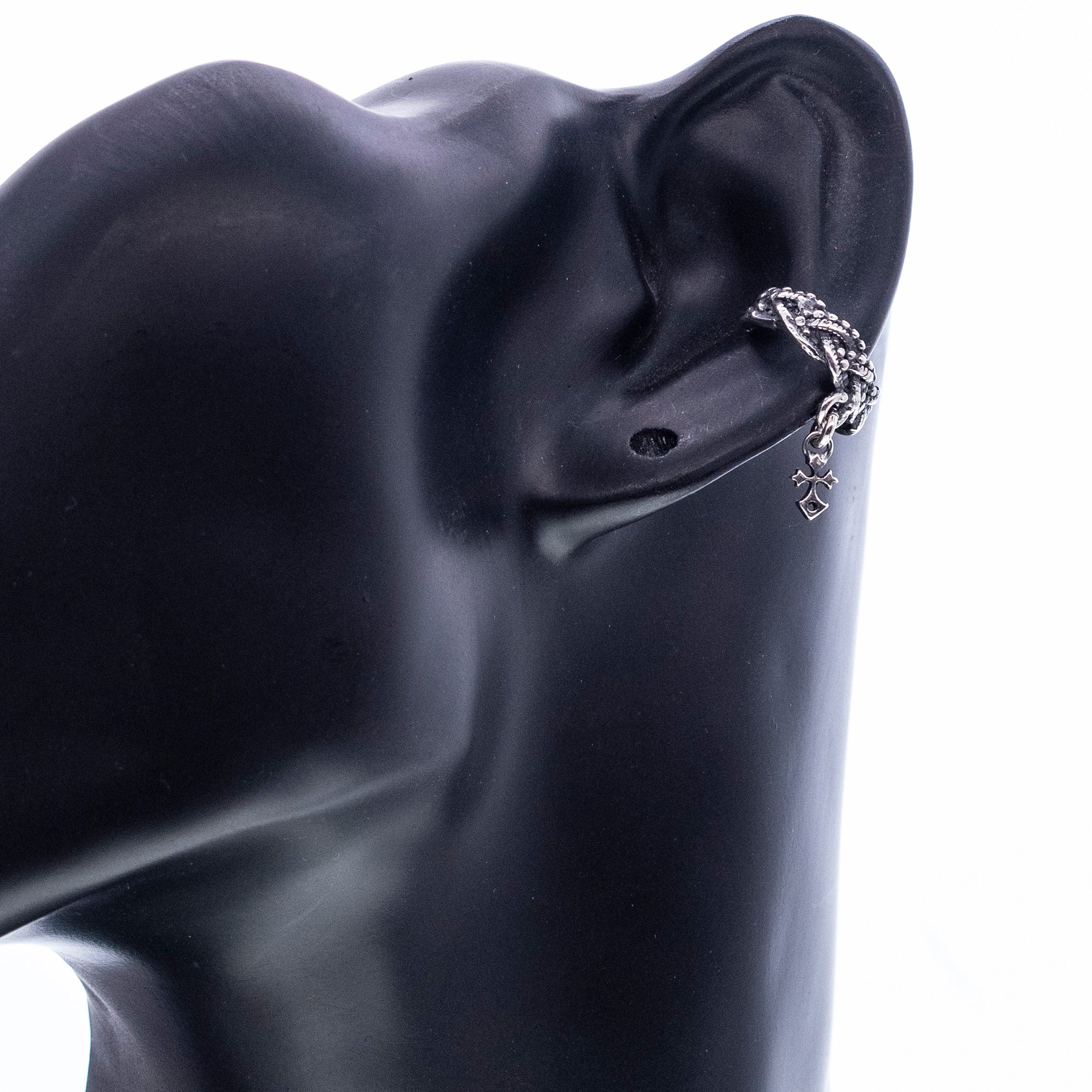 Braided Cross Sterling Silver Ear Cuff – Sterling Silver – Gem Kingdom