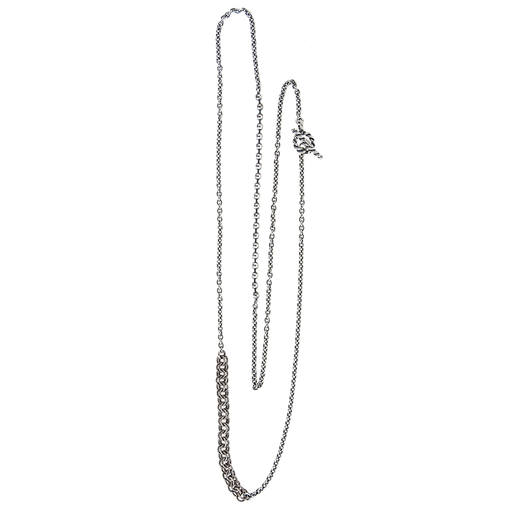 Twisted Toggle Asymmetric Silver Chain Necklace – Sterling Silver – Gem Kingdom