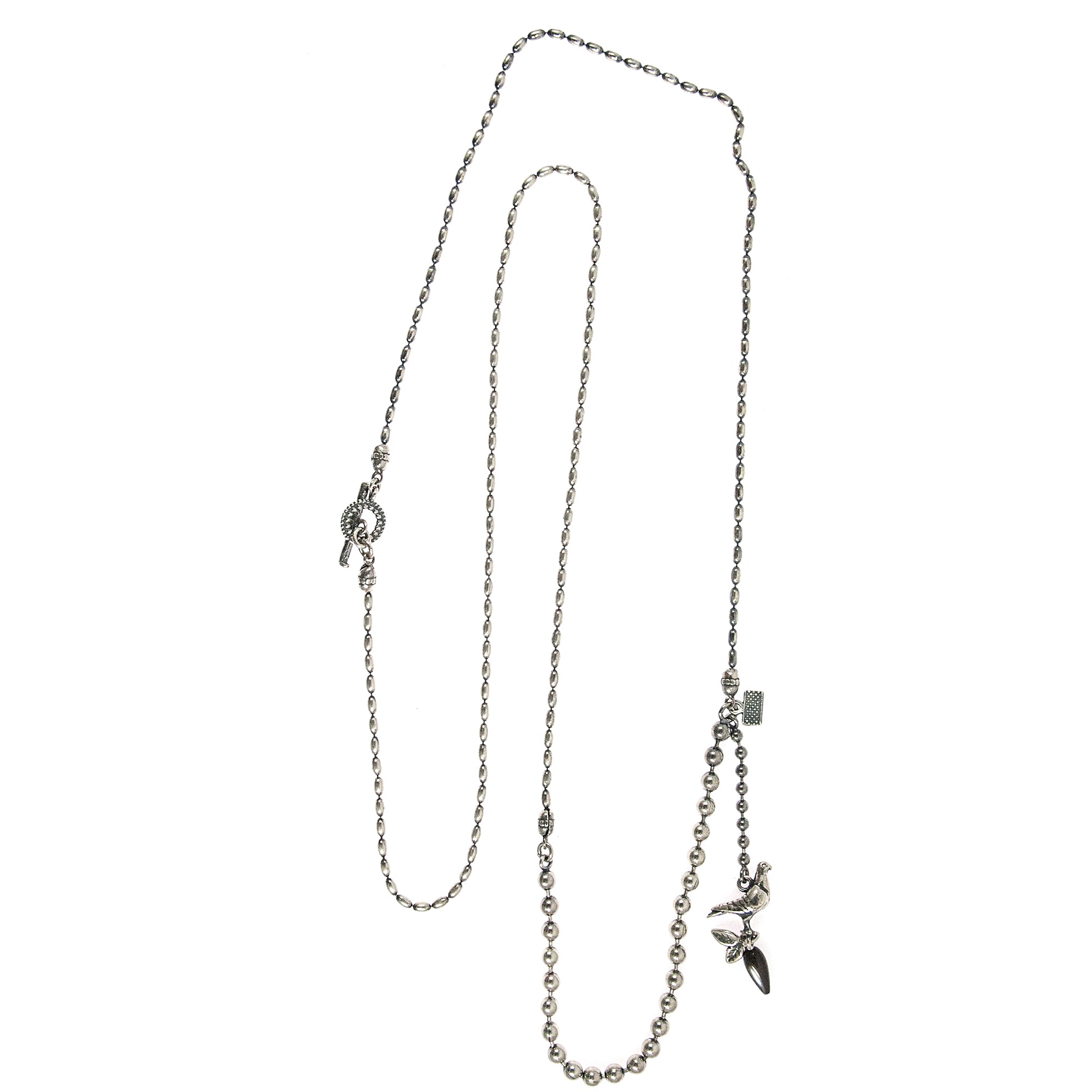 Silver Dove Necklace With Black Mother Of Pearl
