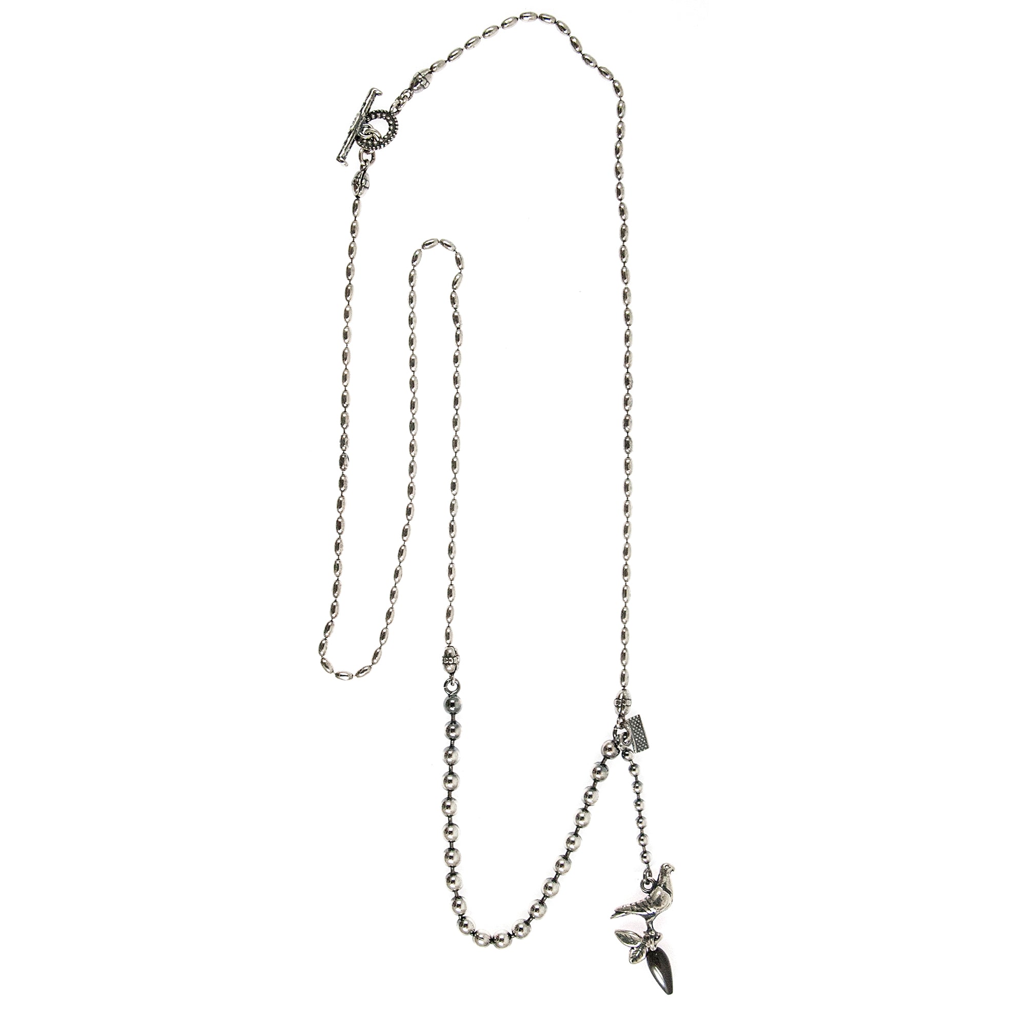 Silver Dove Necklace With Black Mother Of Pearl