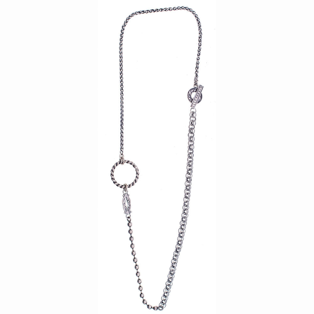 Gemengde Schakel Zilveren Ketting – Sterling Zilver – Gem Kingdom