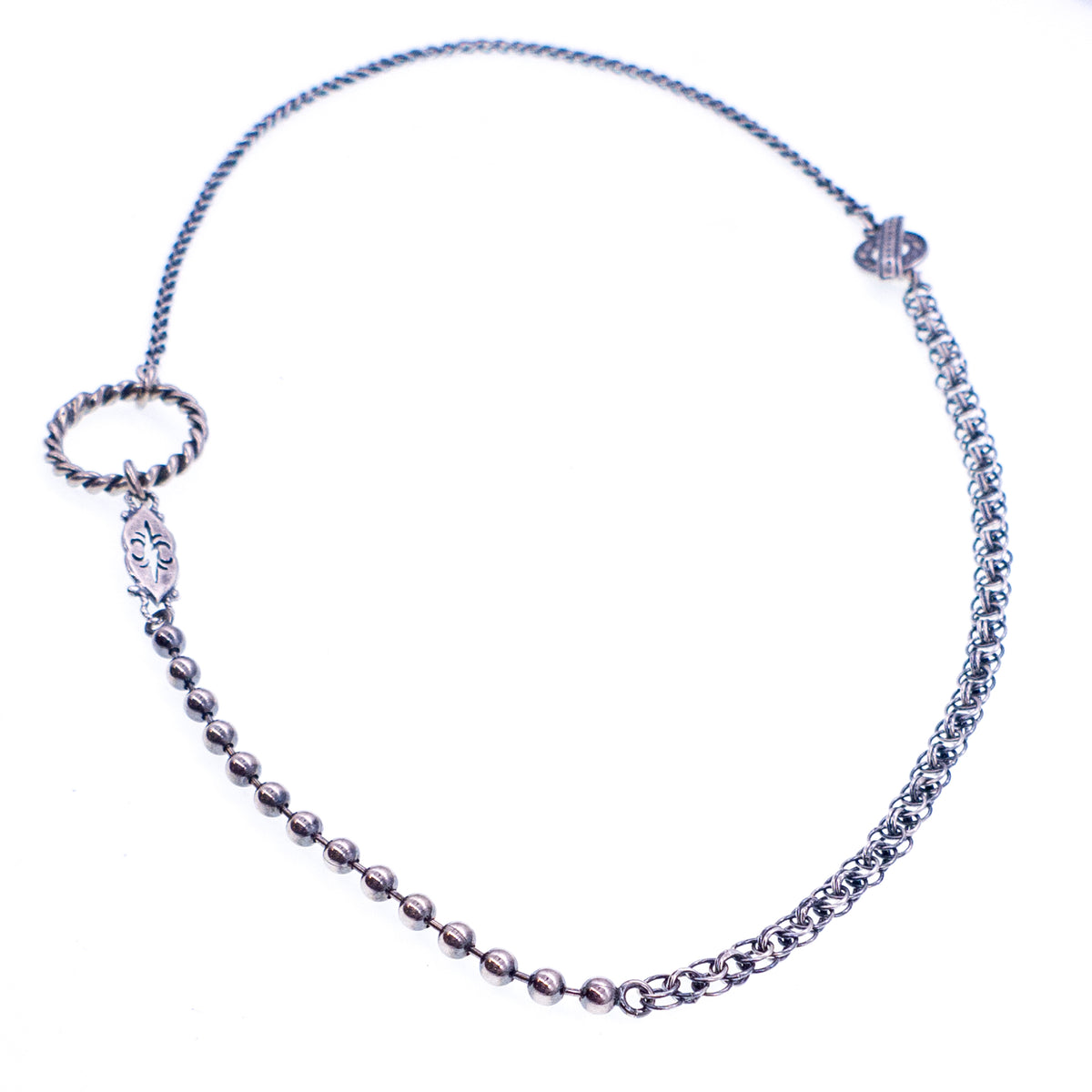 Gemengde Schakel Zilveren Ketting – Sterling Zilver – Gem Kingdom