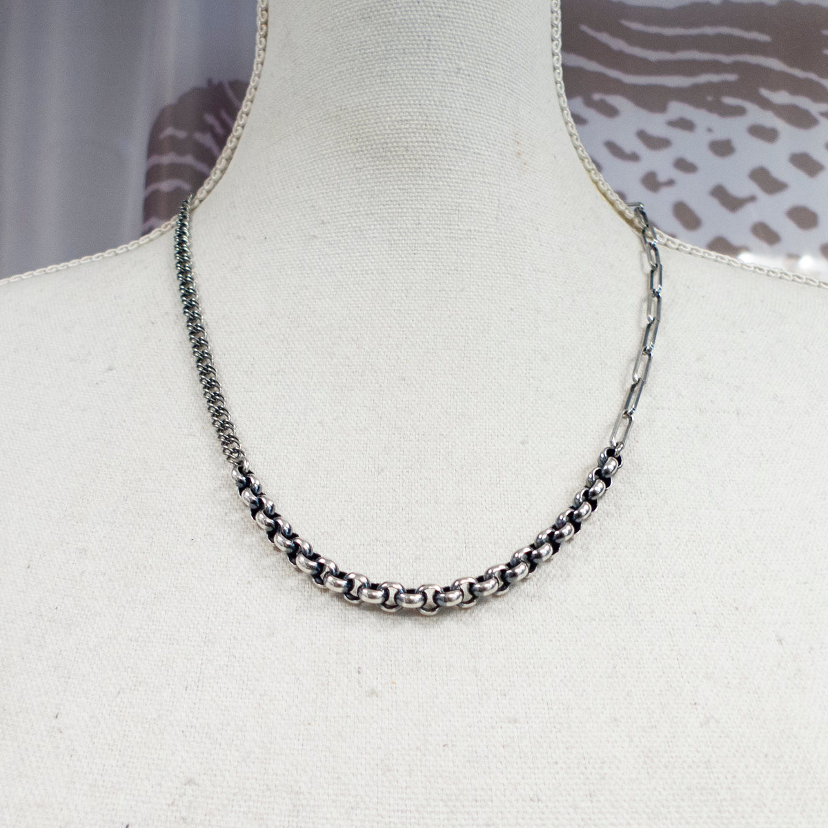 Mixed Link Chain Necklace – Sterling Silver – Gem Kingdom