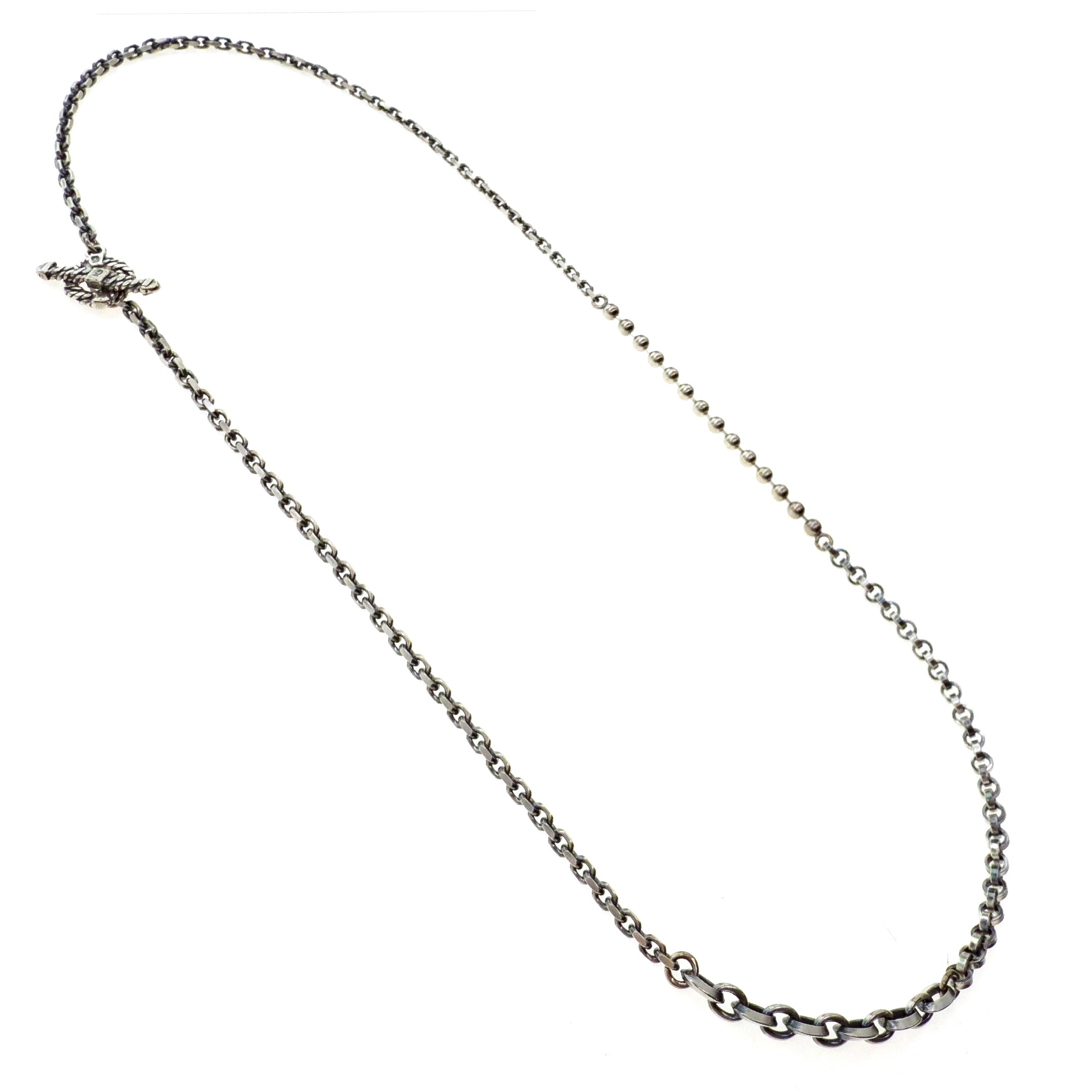Textured Toggle Sterling Silver Chain Necklace – Sterling Silver – Gem Kingdom