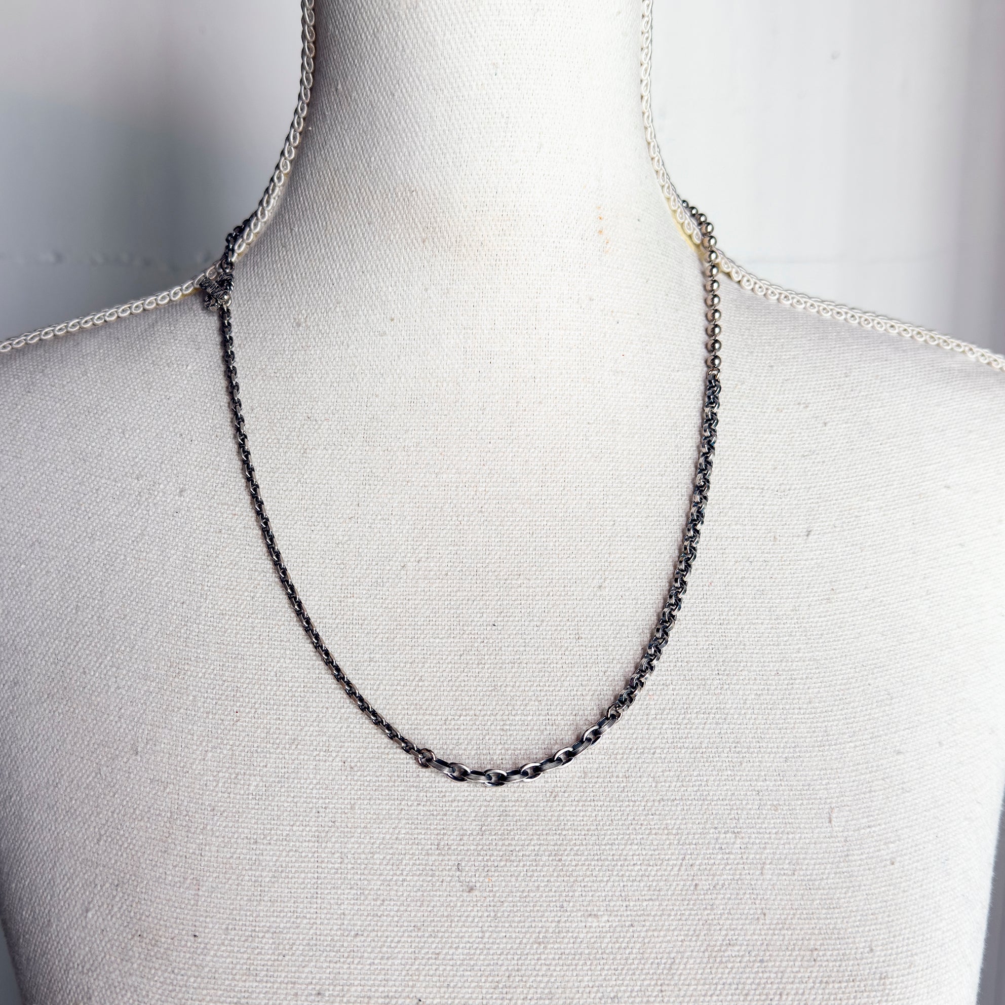 Textured Toggle Sterling Silver Chain Necklace – Sterling Silver – Gem Kingdom