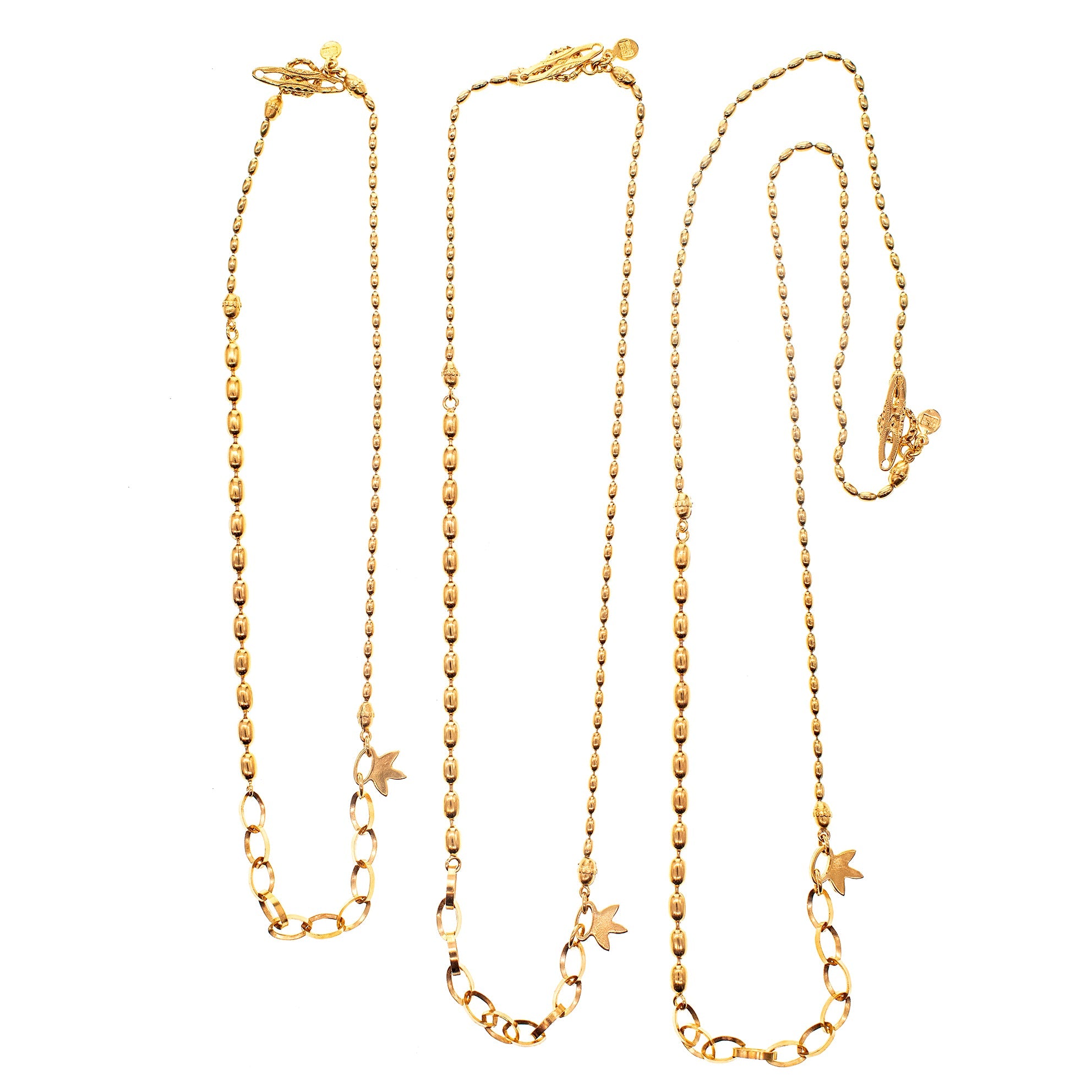 Mixed Link Leaf Charm Necklace – Gold Plated – Gem Kingdom