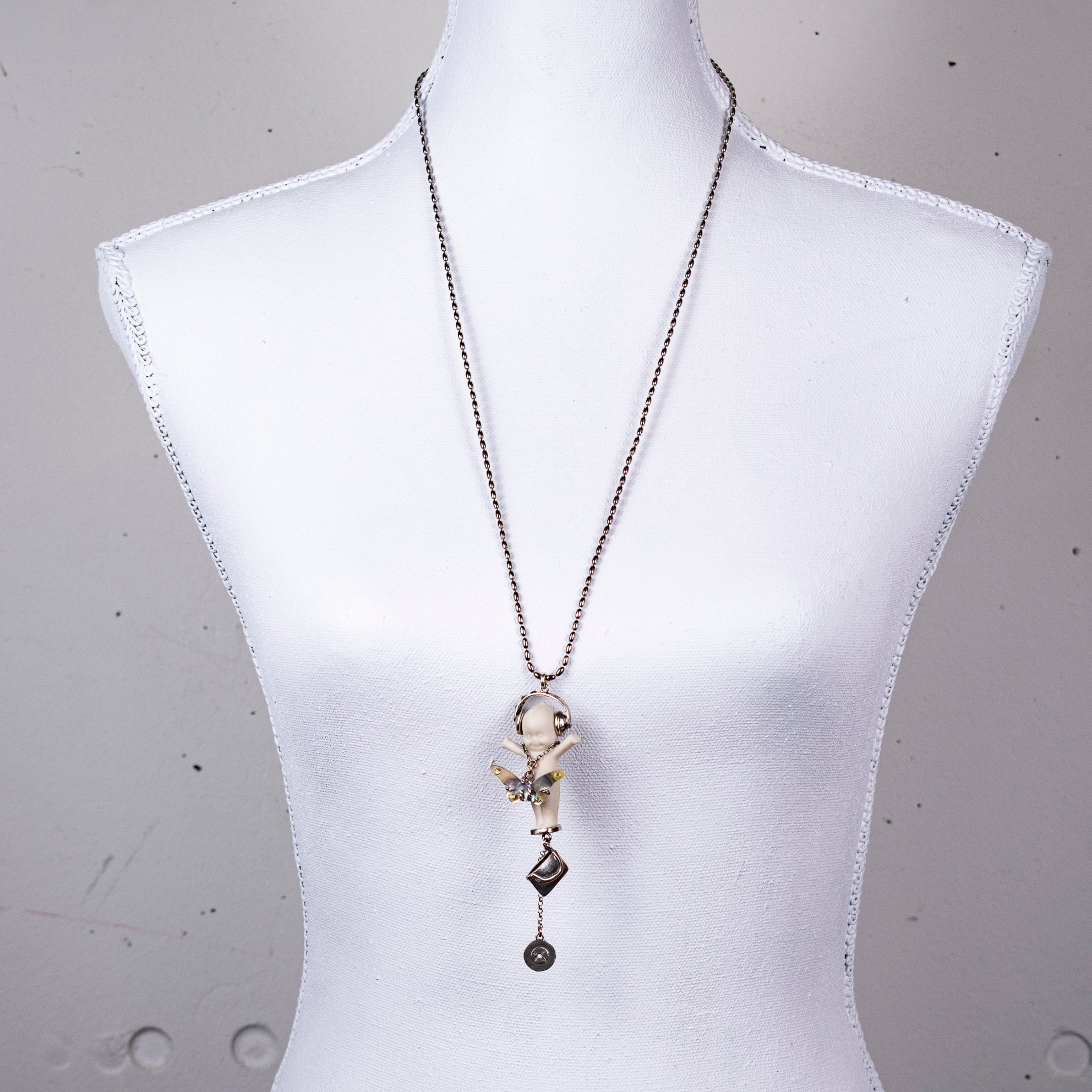 "DJ Party Baby" Necklace White And Silver