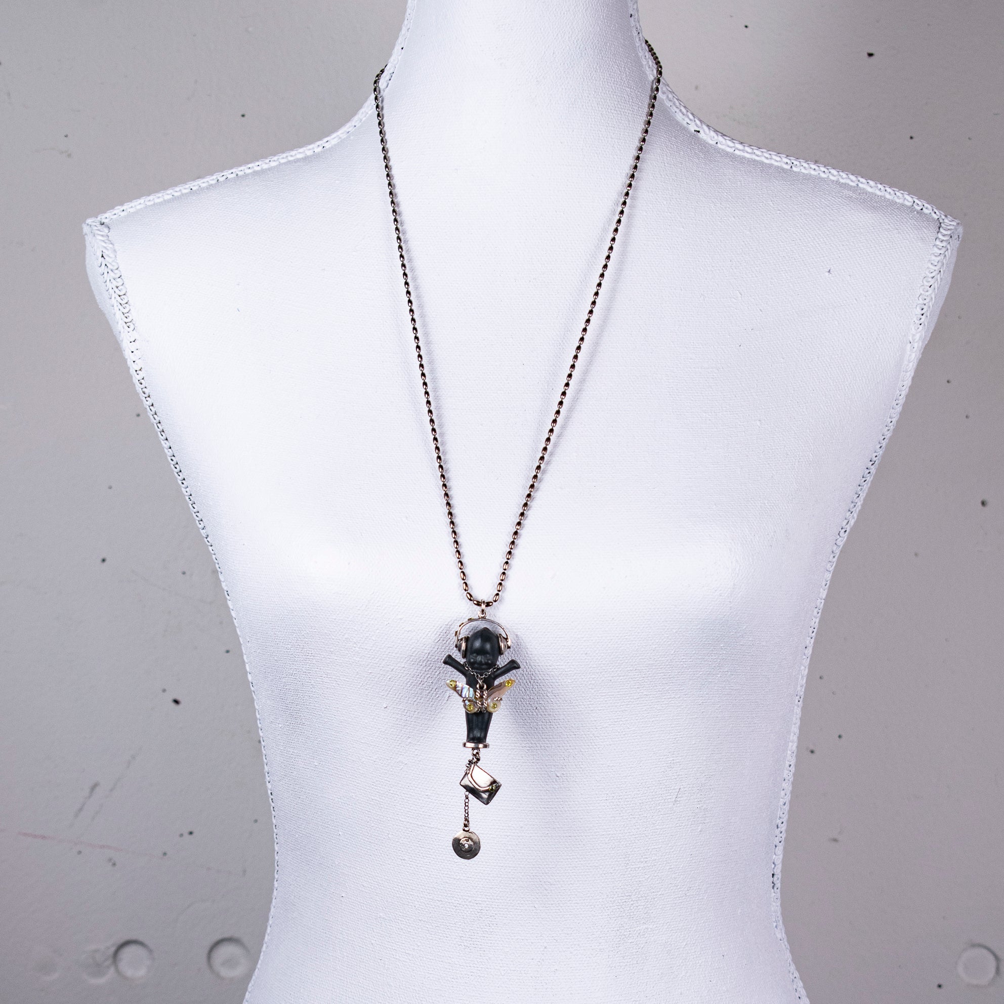 "DJ Party Baby" Necklace Black And Silver
